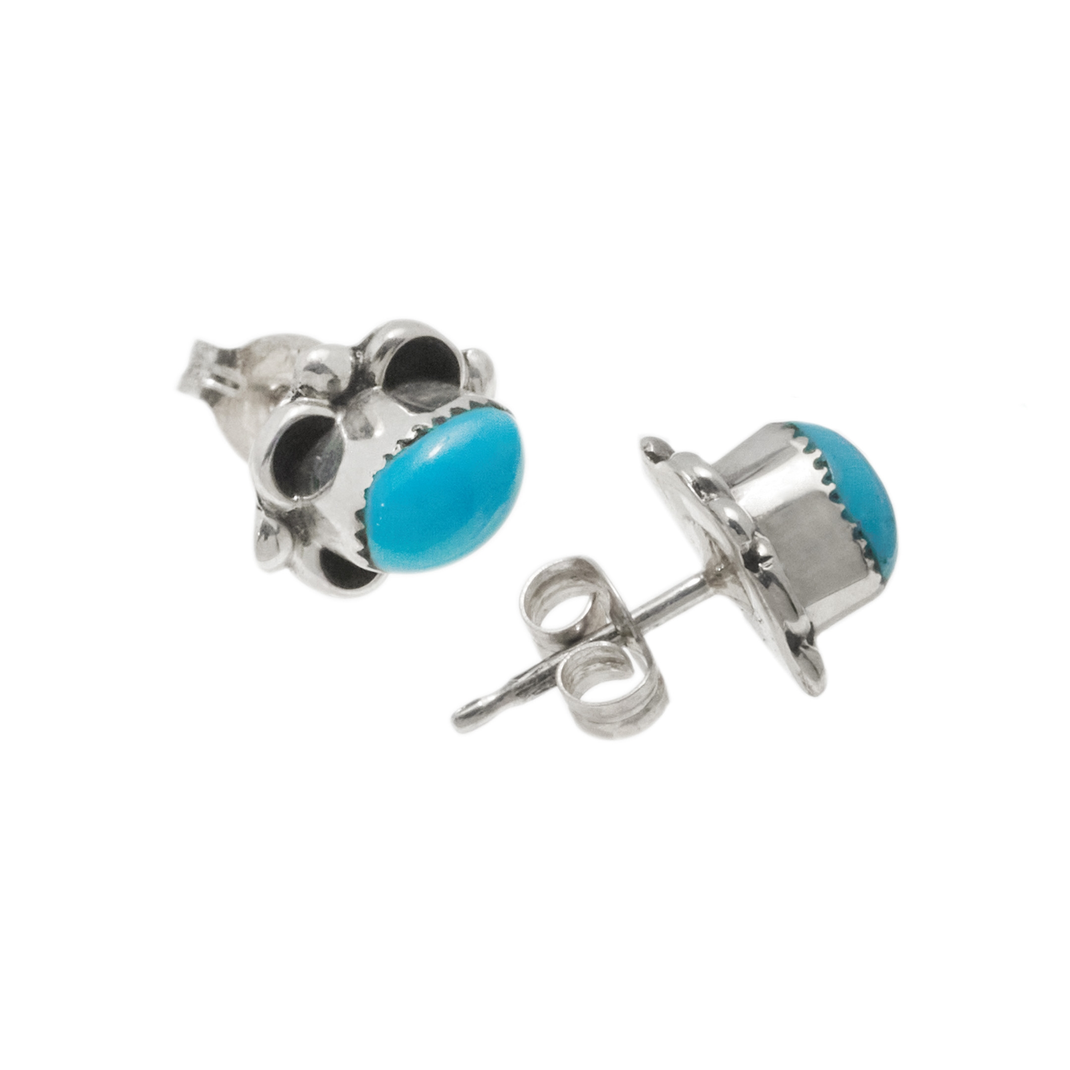 Turquoise and silver studs BO490 - Harpo Paris