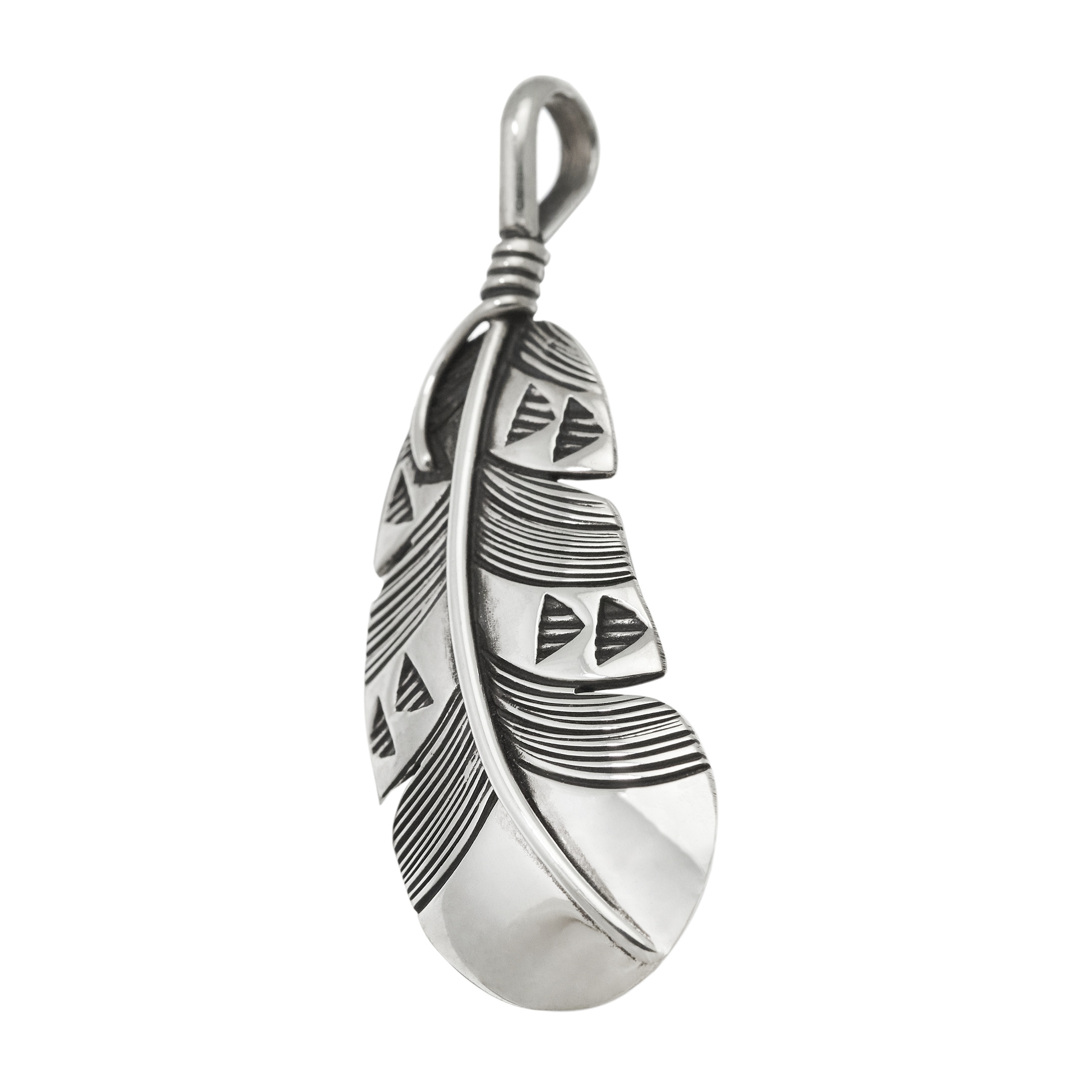 Silver feather pendant PE620 - Harpo Paris