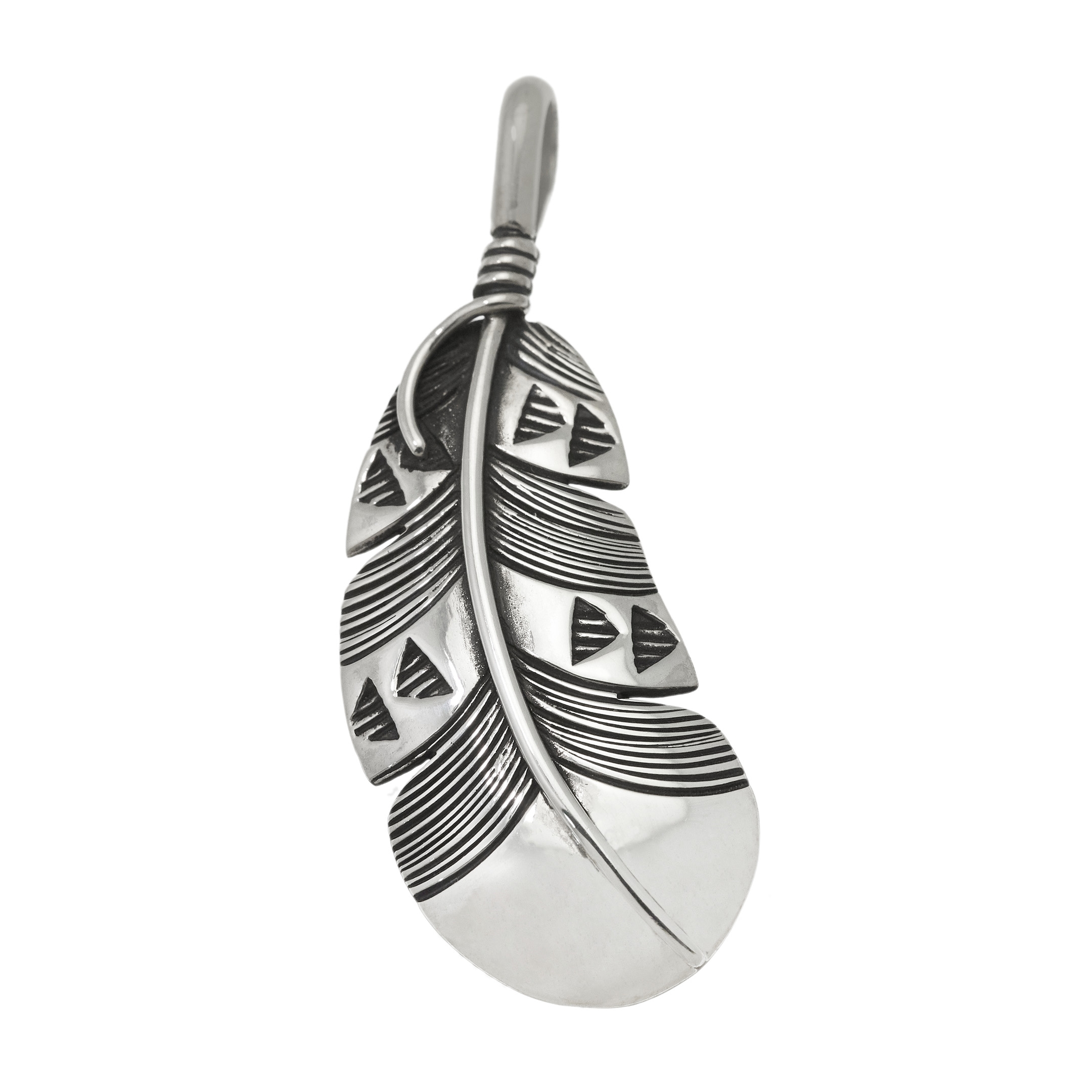 Silver feather pendant PE620 - Harpo Paris