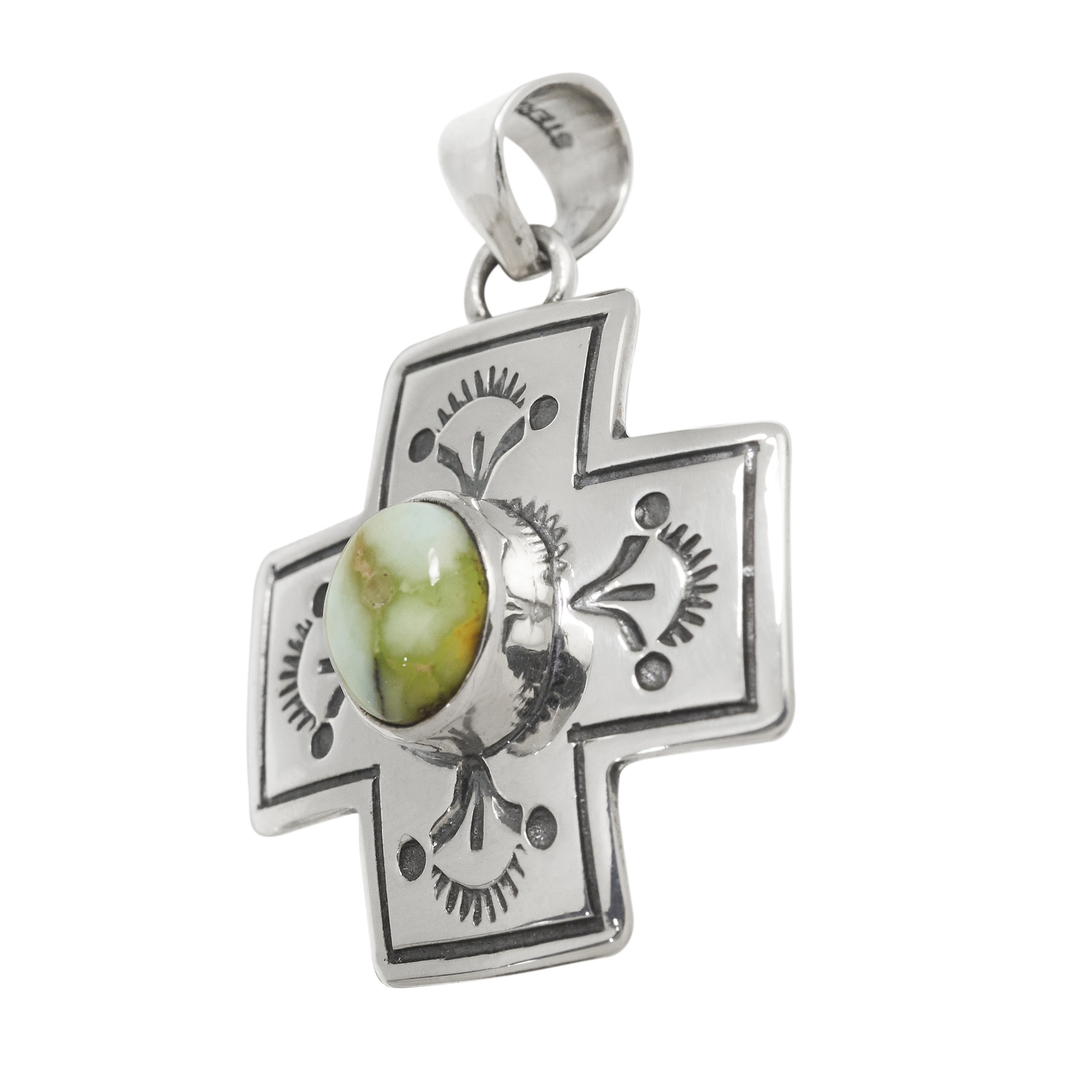 Cross pendant in turquoise and silver PE623 - Harpo Paris