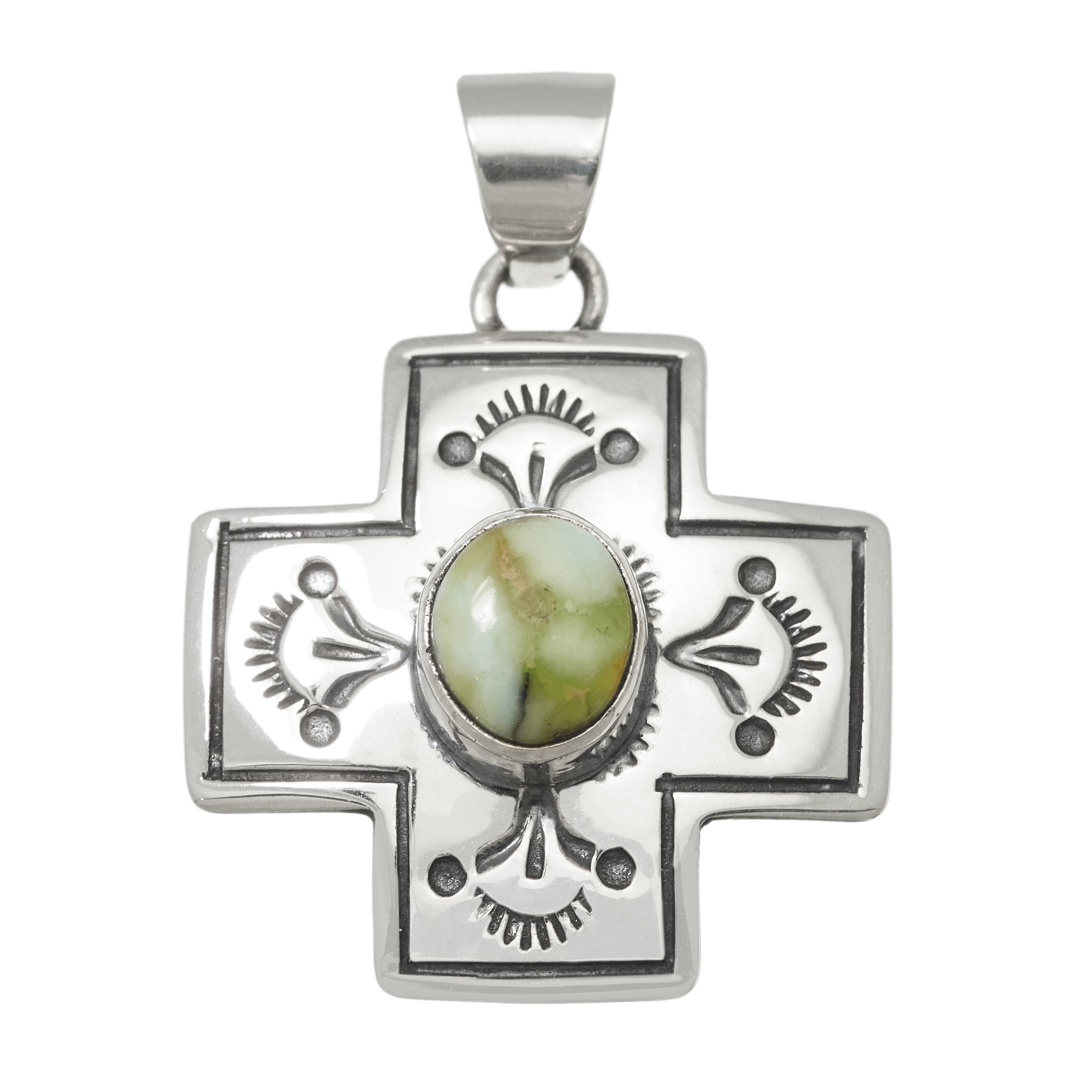 Cross pendant in turquoise and silver PE623 - Harpo Paris