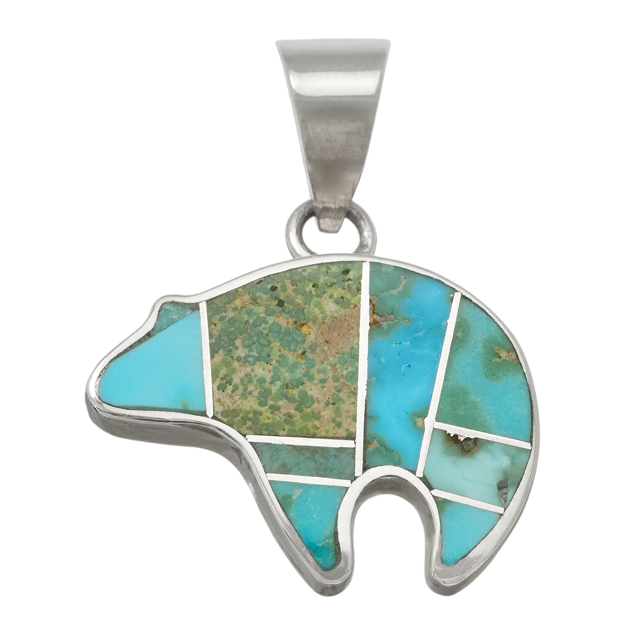 Navajo pendant in turquoise and silver PE625 - Harpo Paris