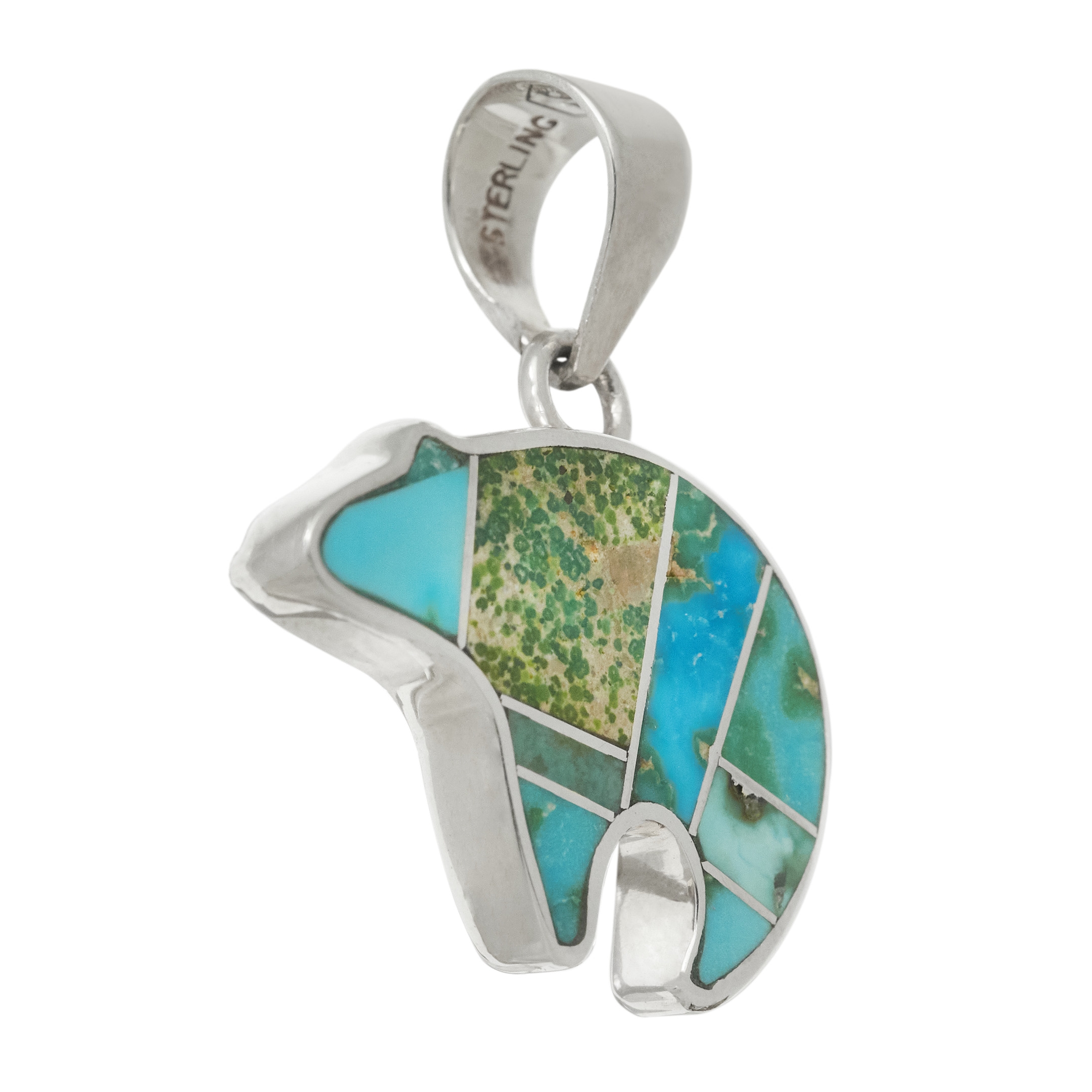 Navajo pendant in turquoise and silver PE625 - Harpo Paris