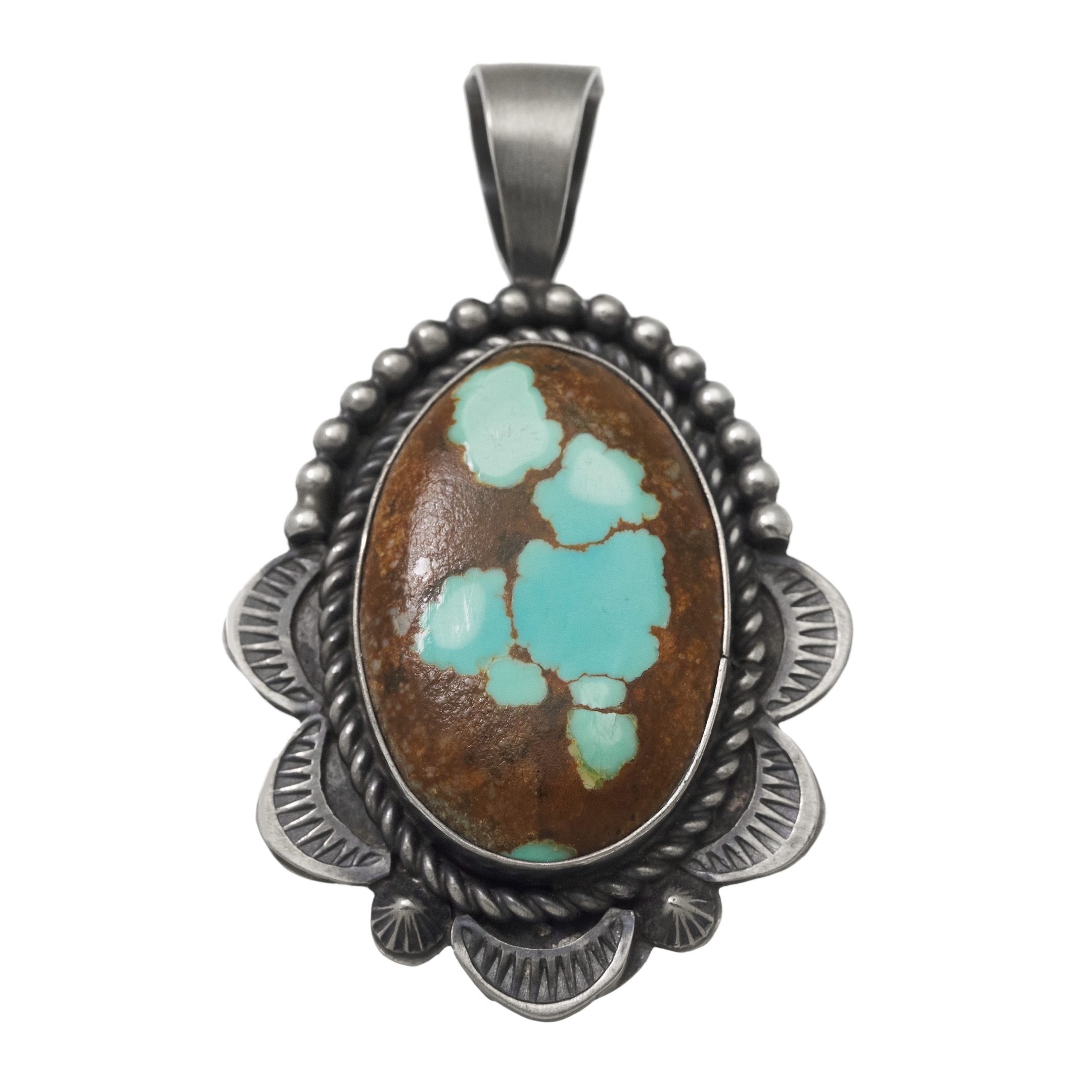 Turquoise on silver PE640 pendant - Harpo Paris
