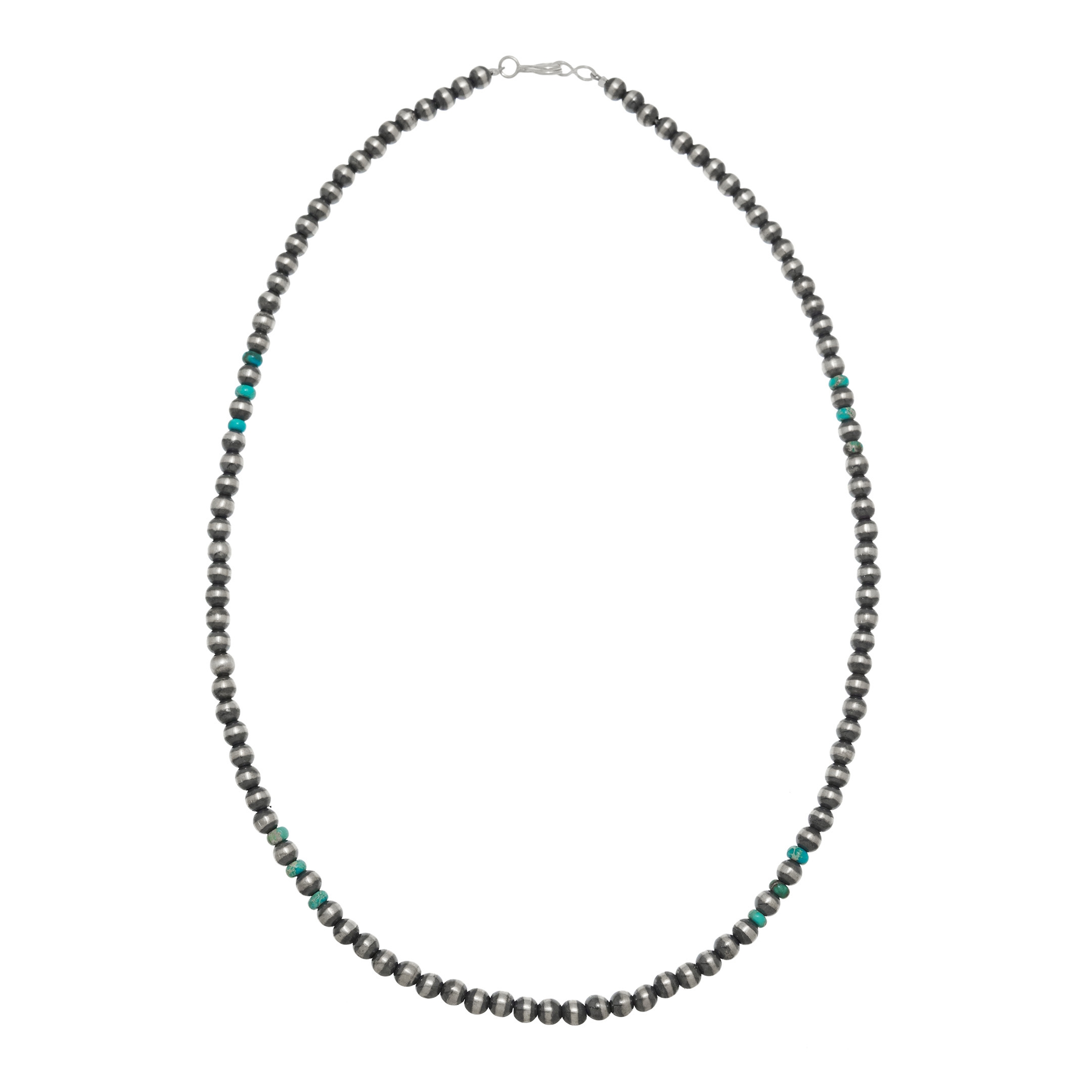 Turquoise and silver beads necklace CO271 - Harpo Paris
