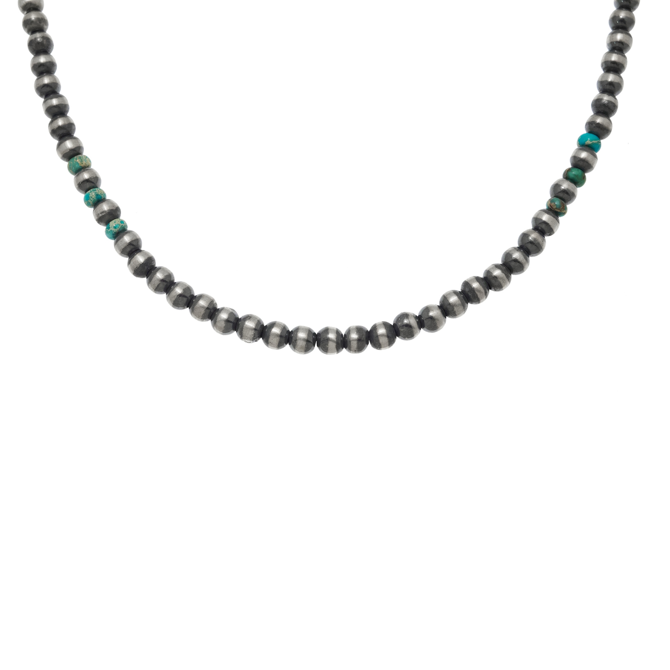 Turquoise and silver beads necklace CO271 - Harpo Paris