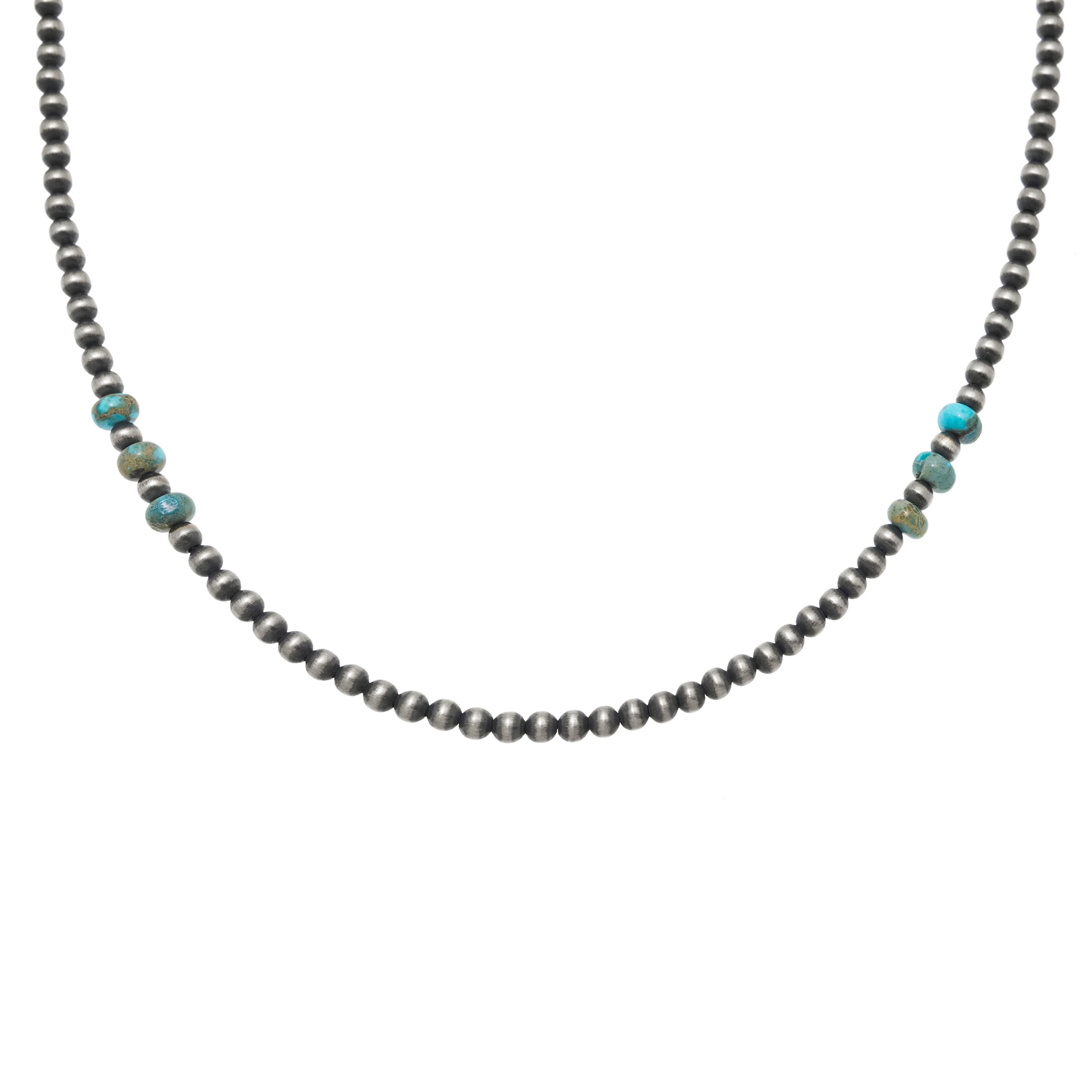 Collier Navajo en perles argent et turquoise CO272 - Harpo Paris