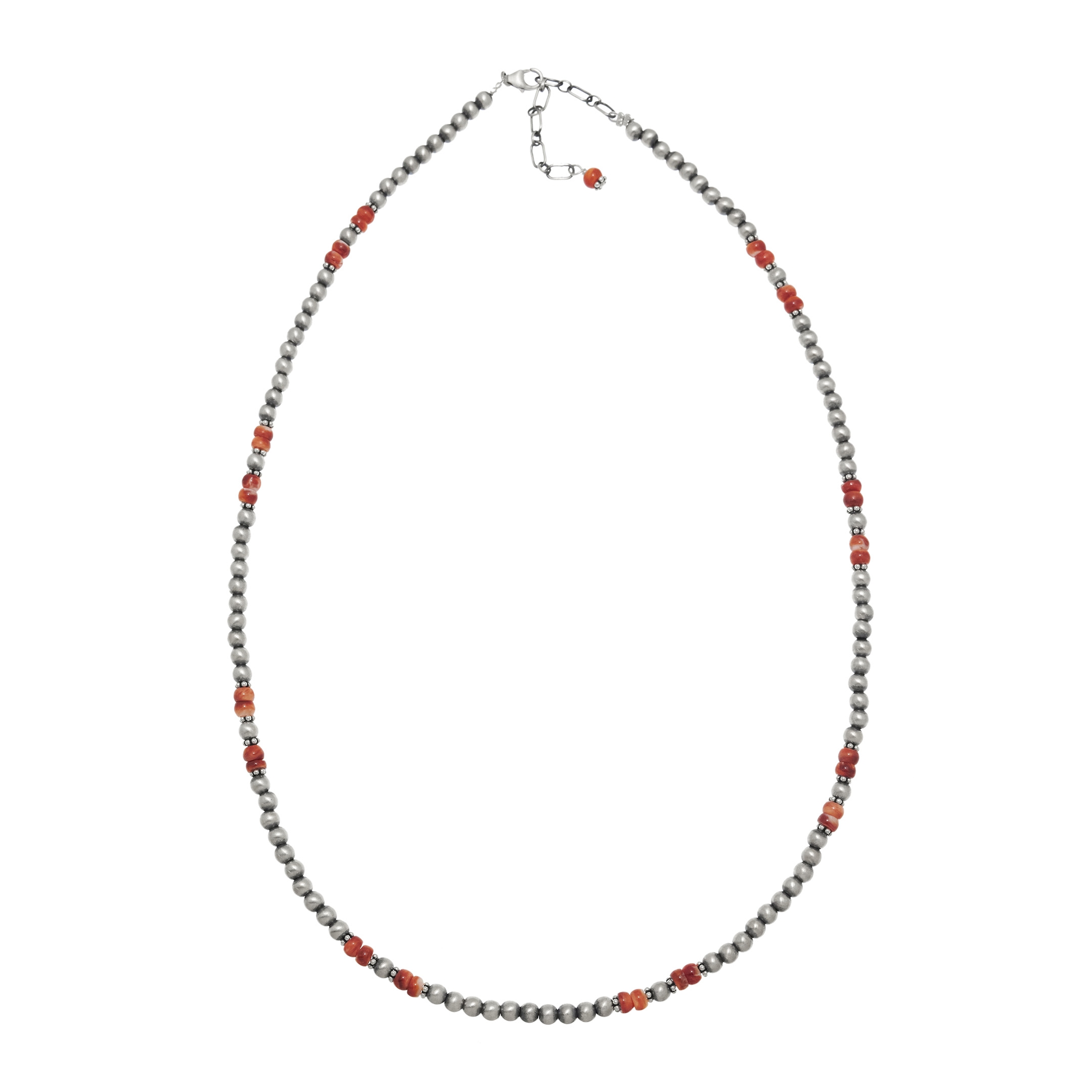 Coral and silver beads necklace CO273 - Harpo Paris