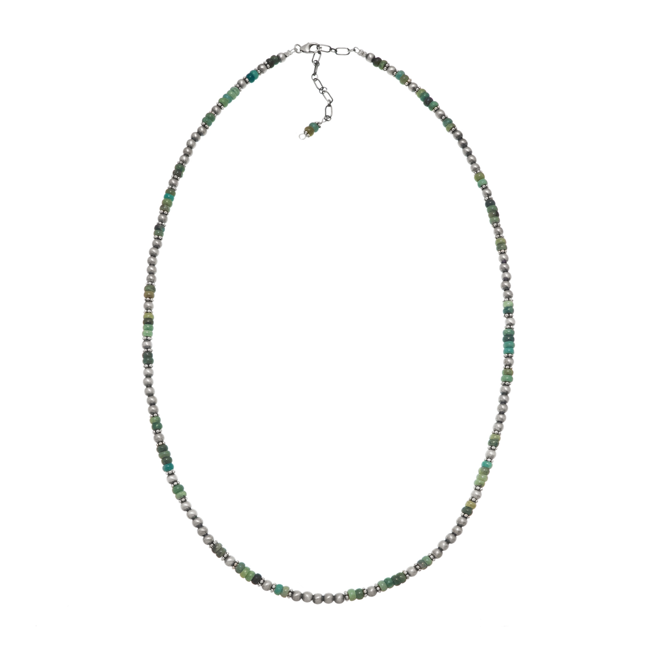 Turquoise and silver beads necklace CO274 - Harpo Paris
