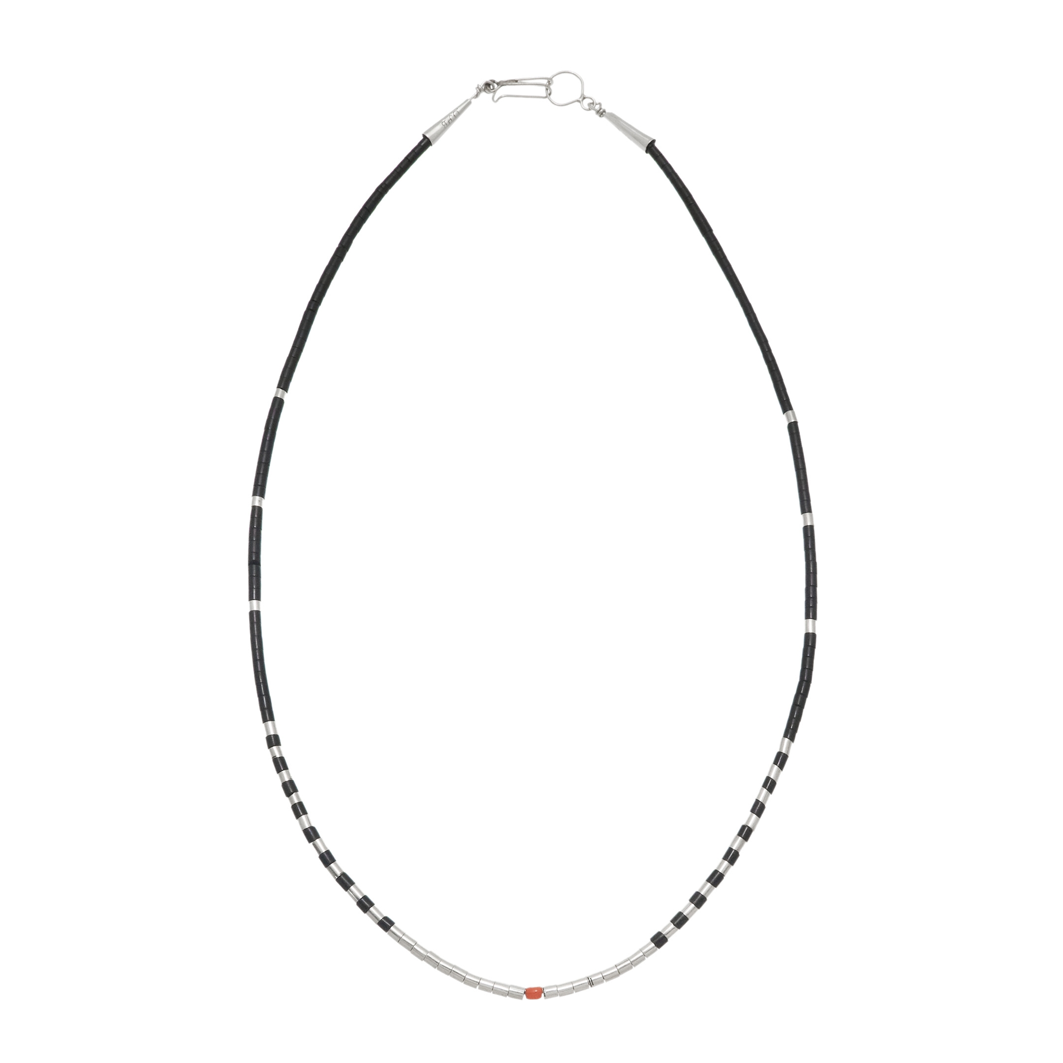 Pueblo necklace in black-jet heishi beads and silver CO276 - Harpo Paris