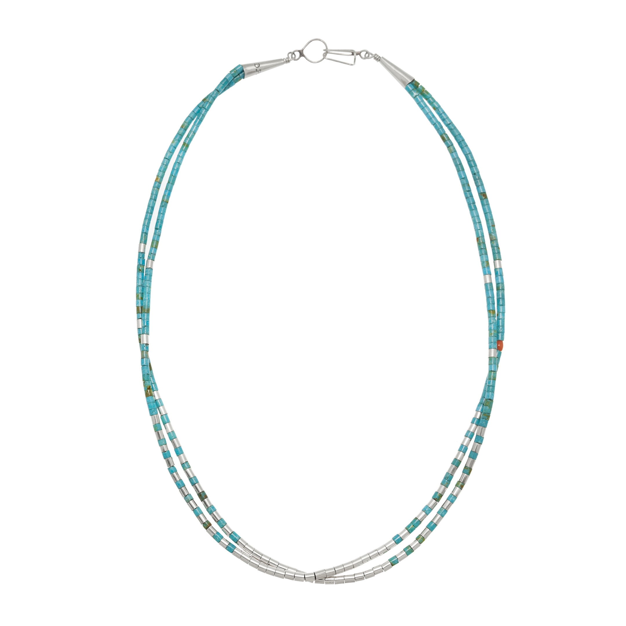 Collier Pueblo en perles heishi de turquoise et argent CO277 - Harpo Paris