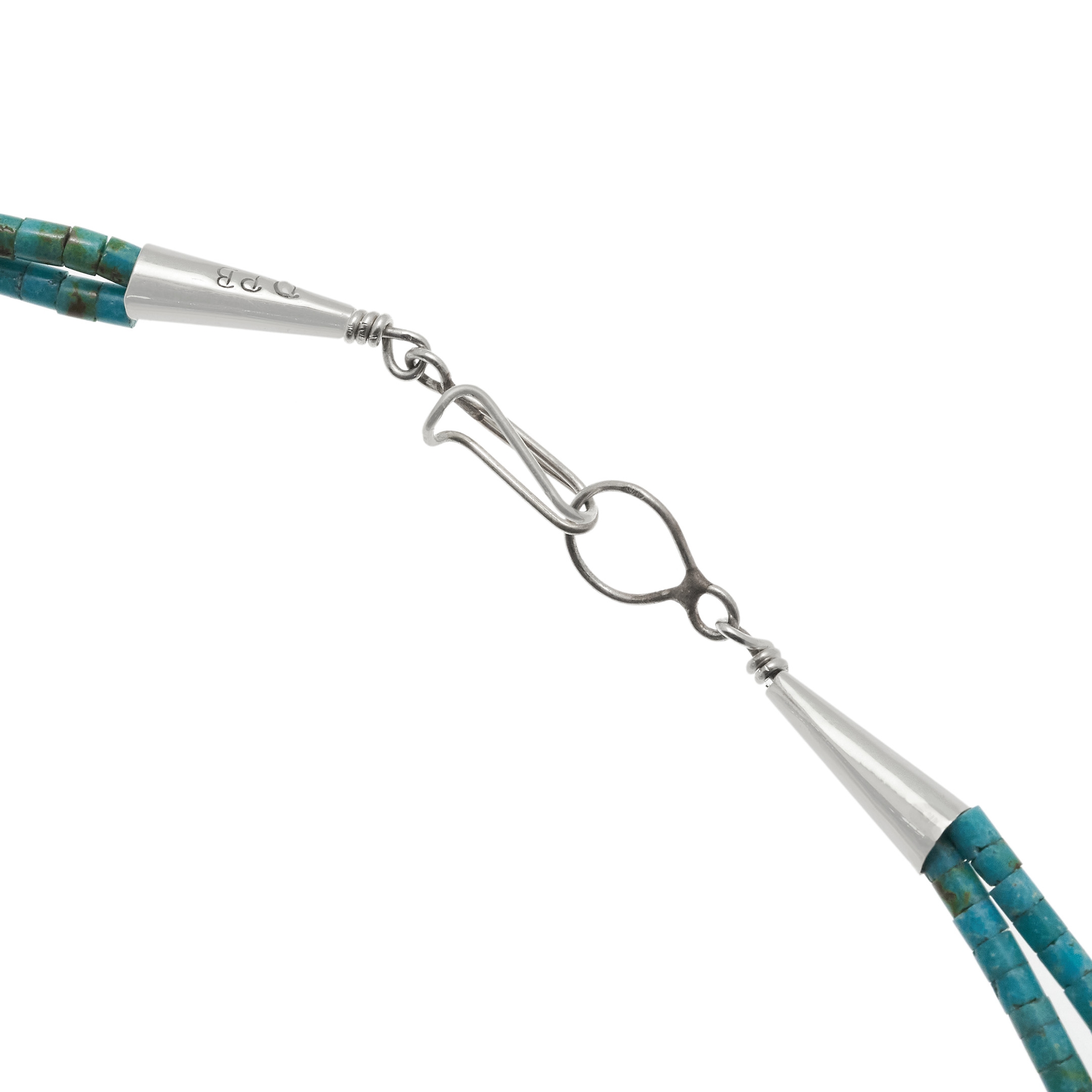 Pueblo necklace in turquoise and silver heishi beads CO277 - Harpo Paris