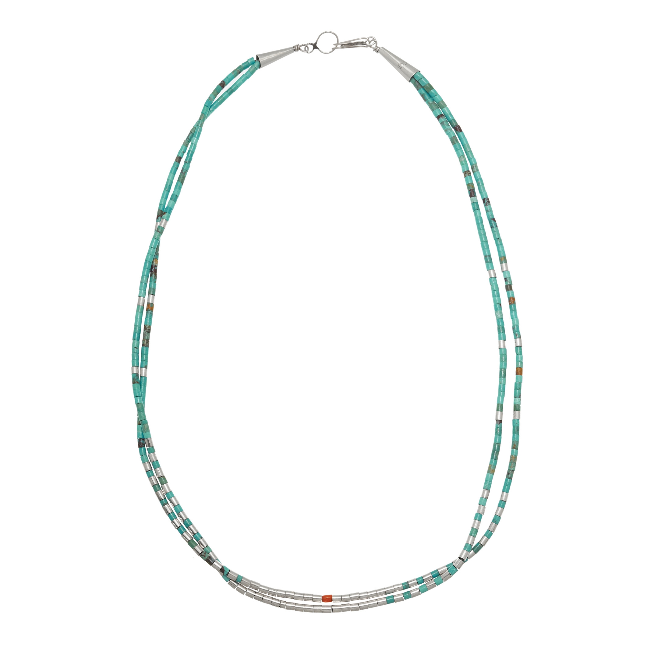 Collier Pueblo en perles heishi de turquoise et argent CO278 - Harpo Paris