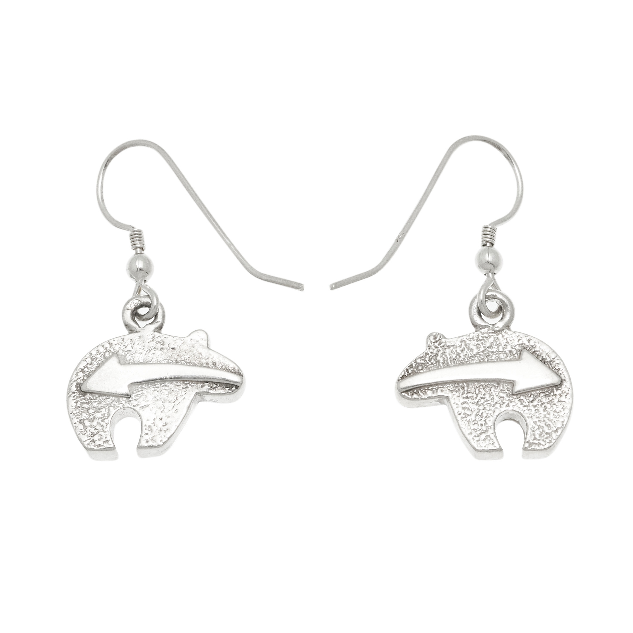 Navajo earrings, turquoise and silver bears inlaid BO499 - Harpo Paris