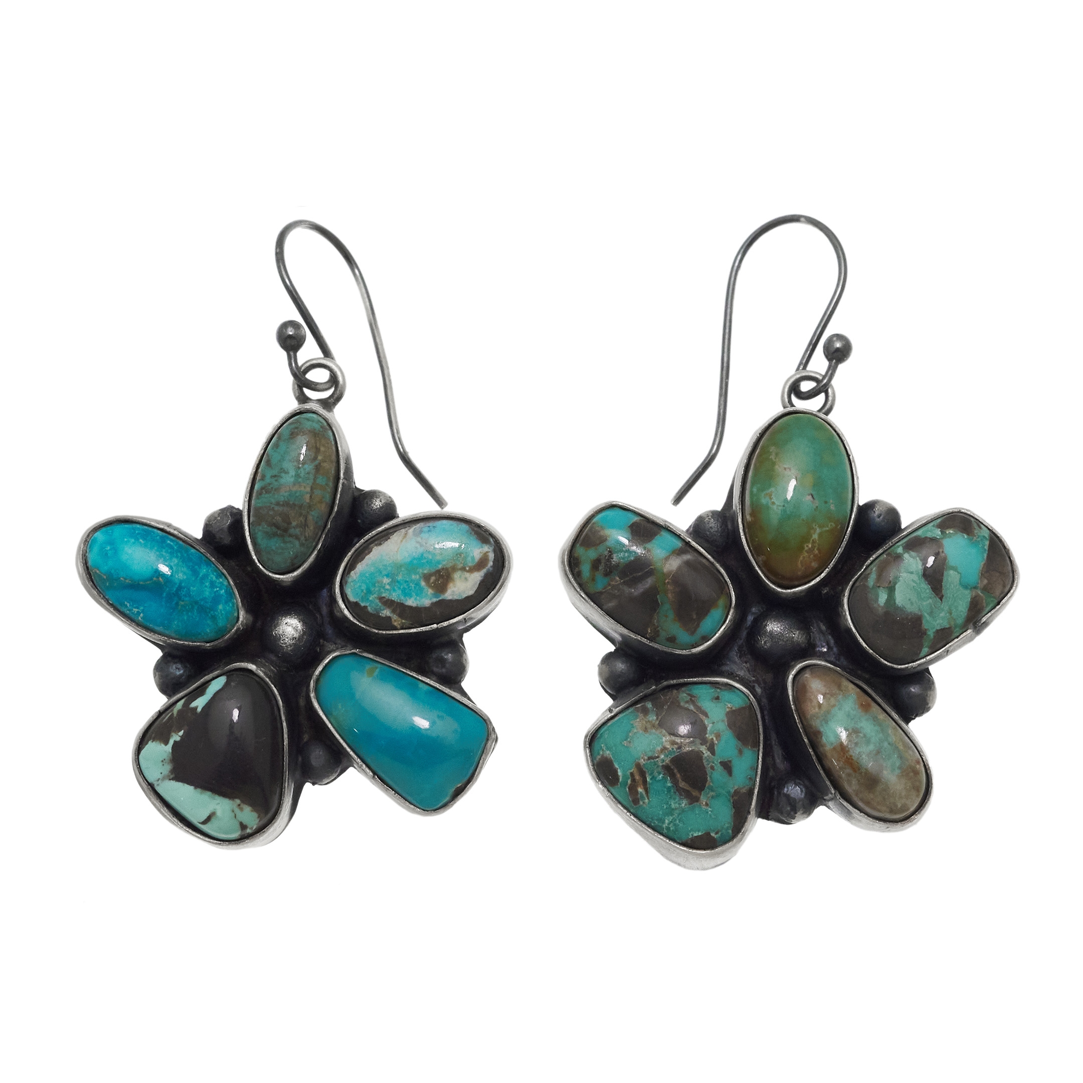 Turquoise and silver earrings BO494 - Harpo Paris