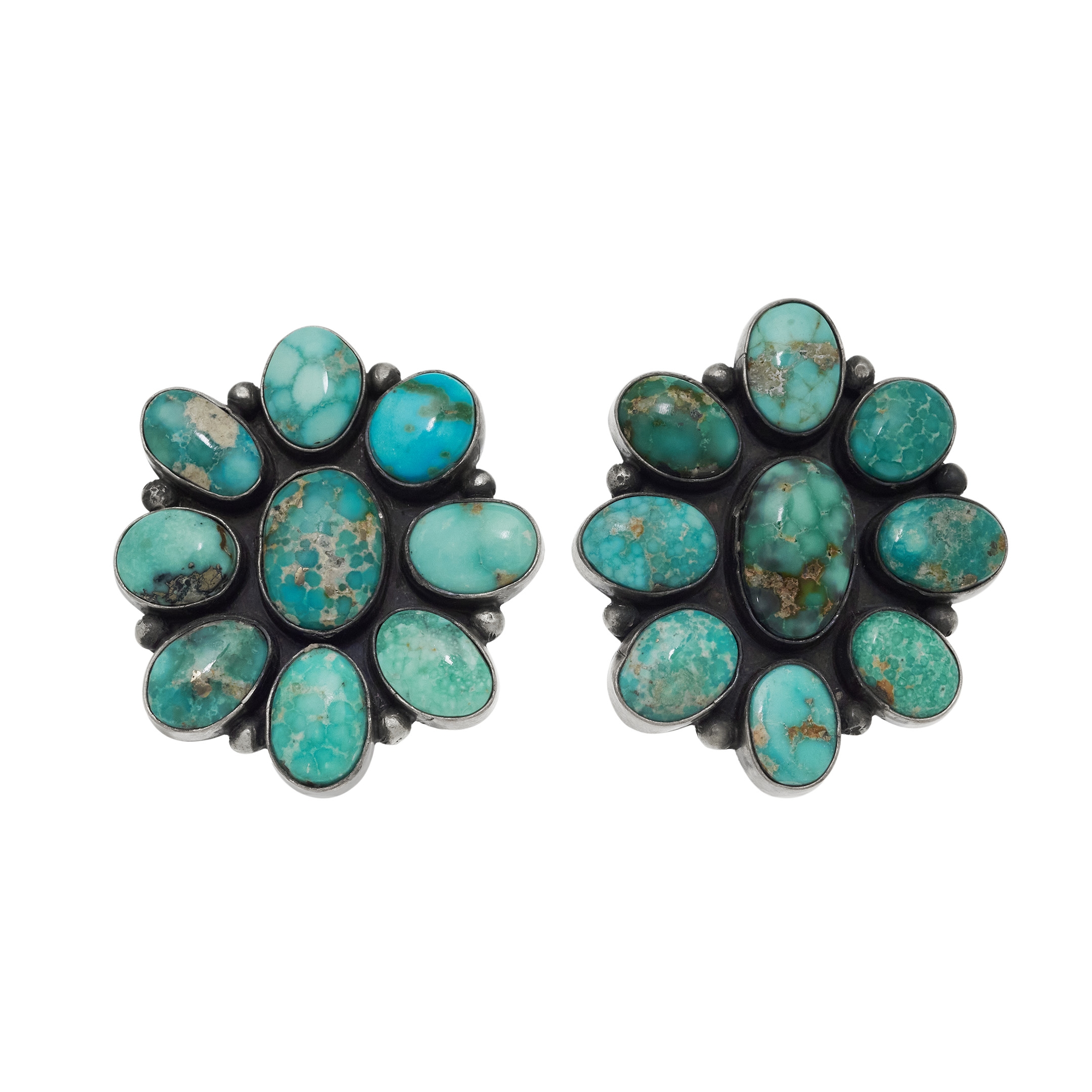 Turquoise and silver earrings BO495 - Harpo Paris
