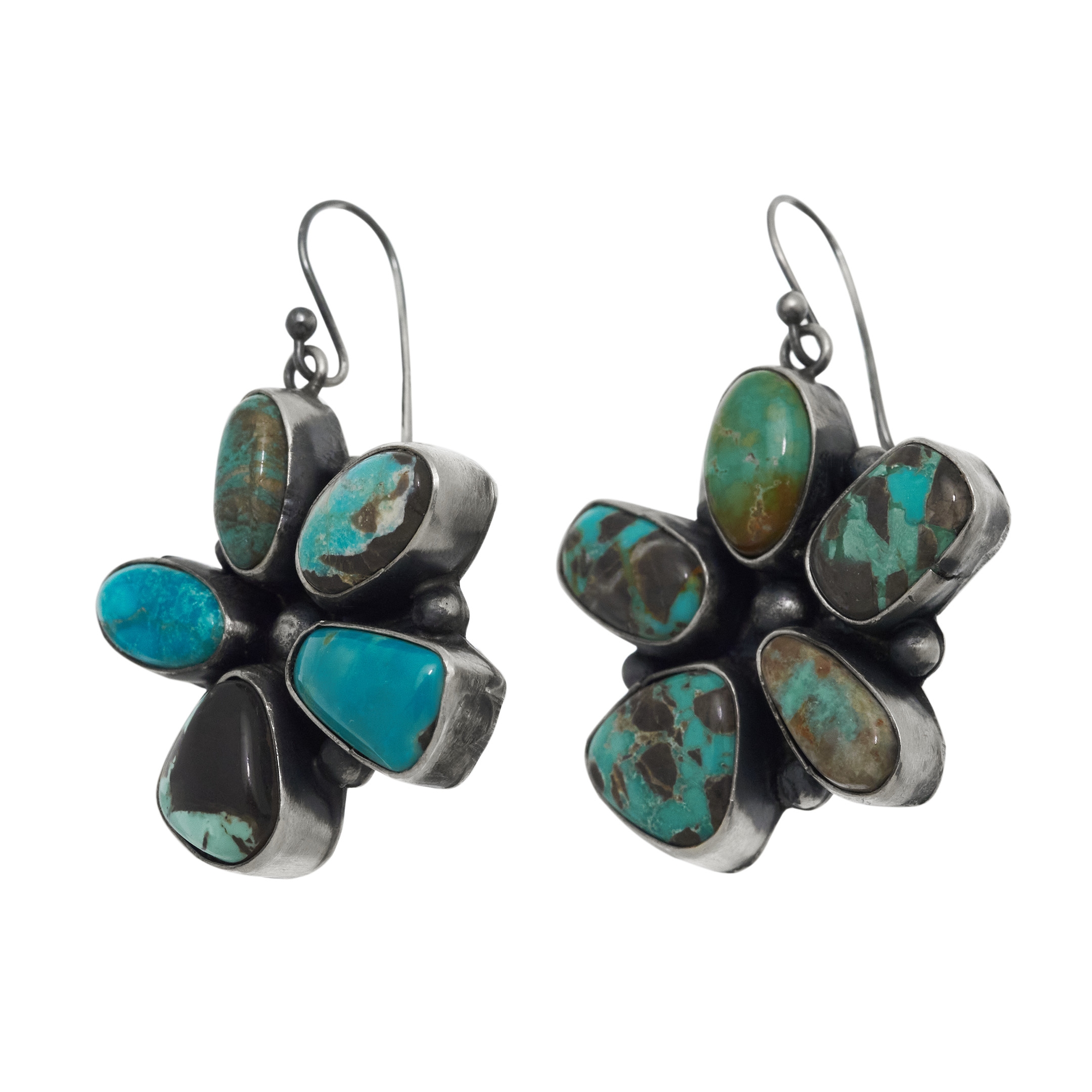 Turquoise and silver earrings BO494 - Harpo Paris