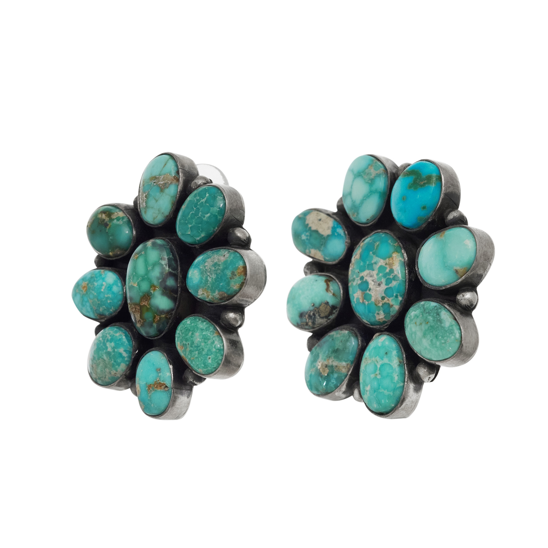 Turquoise and silver earrings BO495 - Harpo Paris