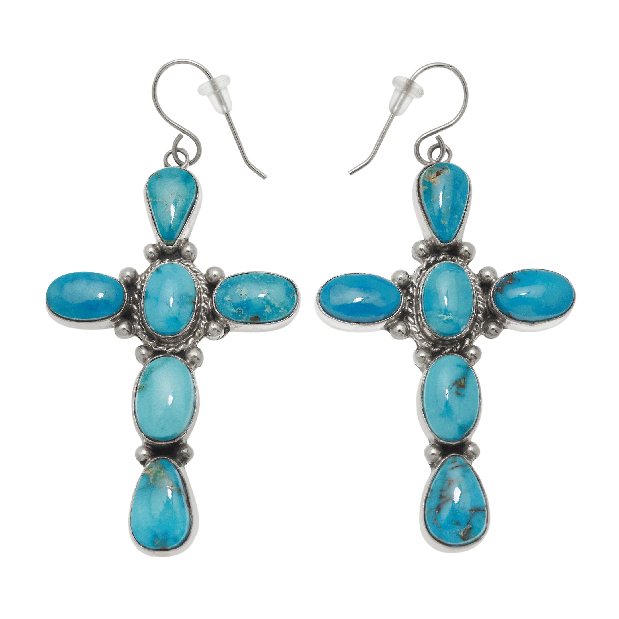 Turquoise and silver earrings BO496 - Harpo Paris