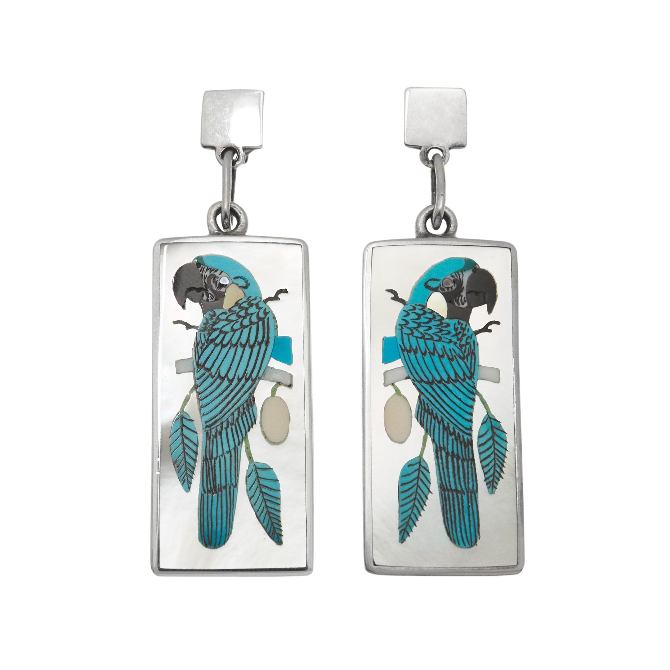 Inlay and silver earrings BA1709 - Harpo Paris