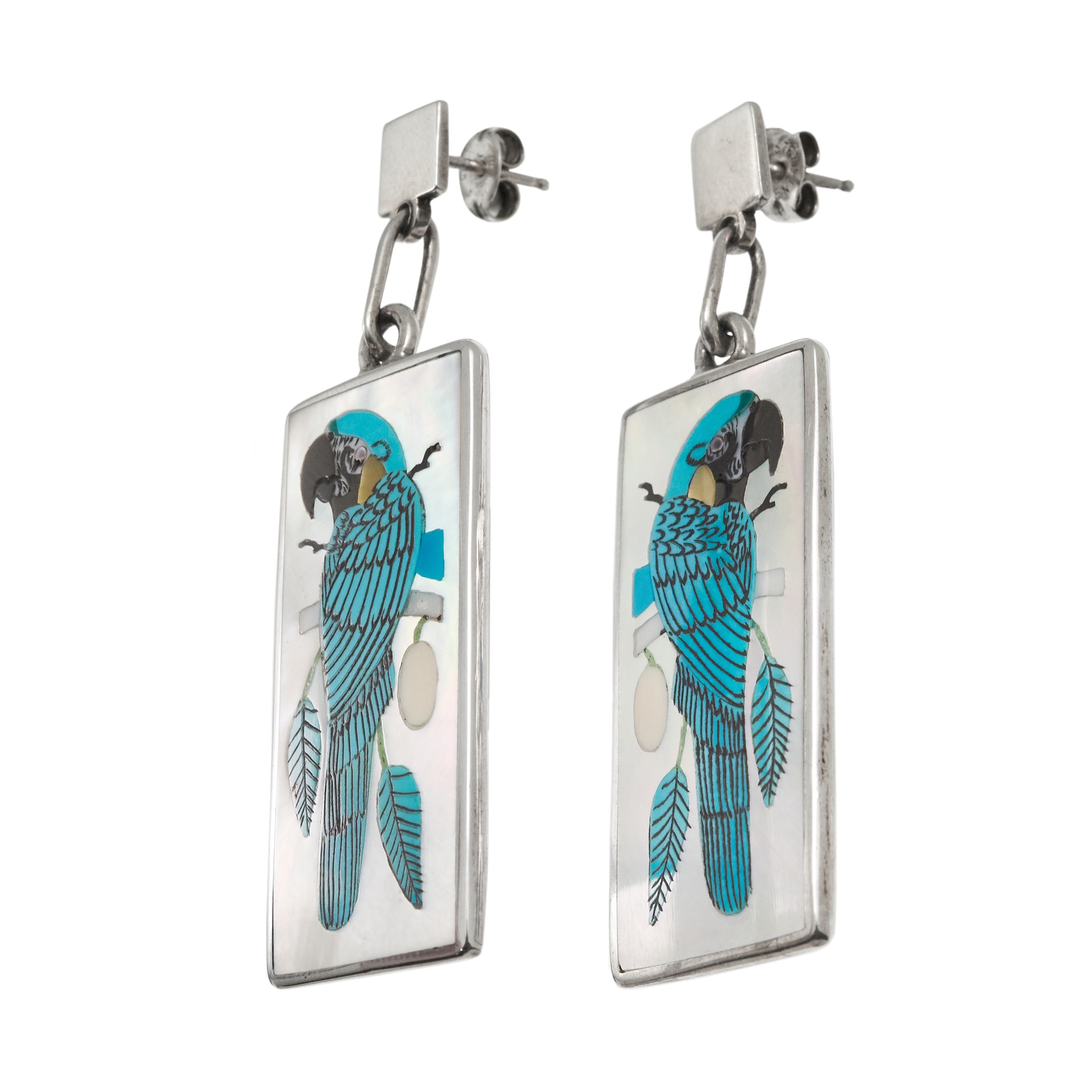 Boucles d'oreilles marqueterie et argent BO497 - Harpo Paris