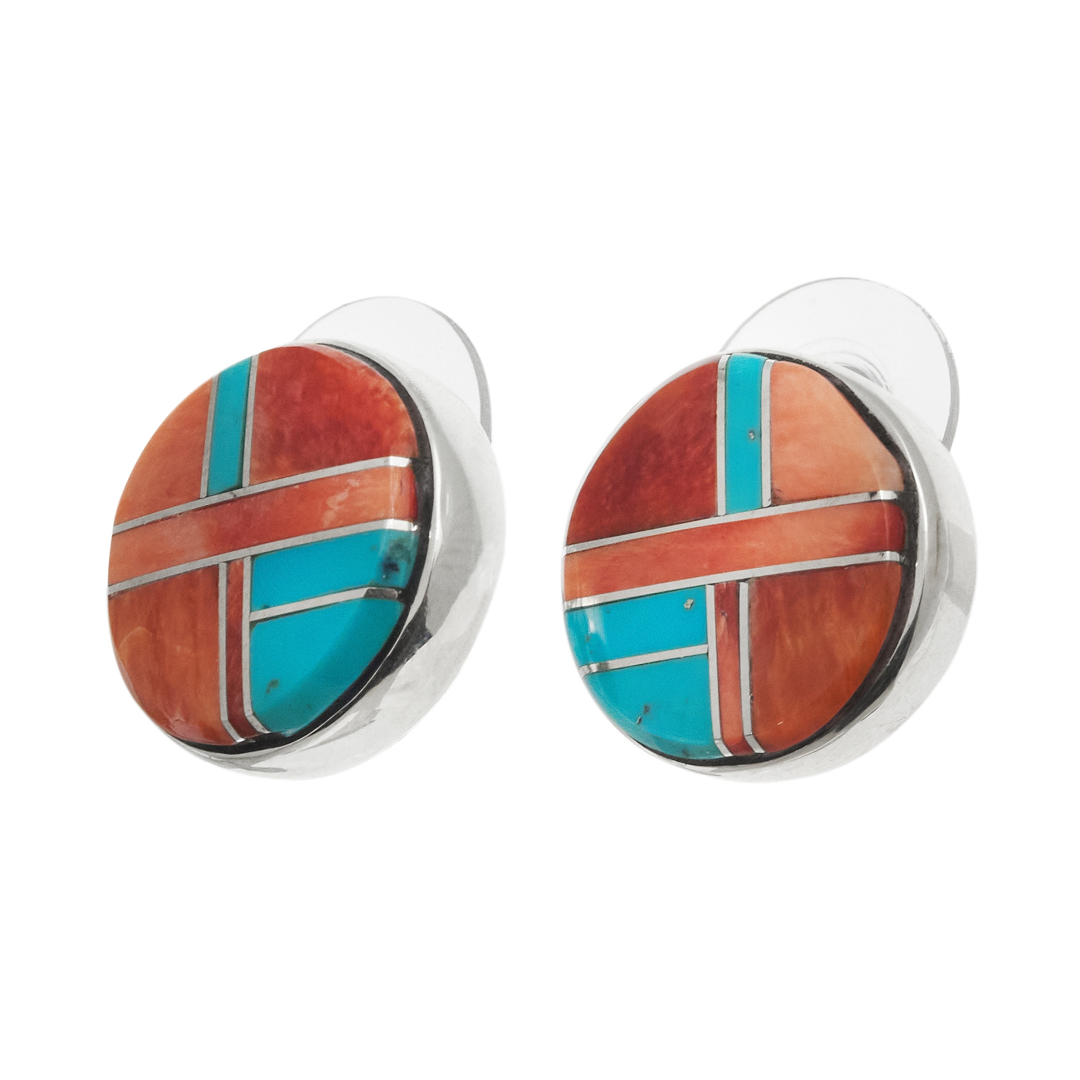 Inlay and silver earrings, BO498 - Harpo Paris