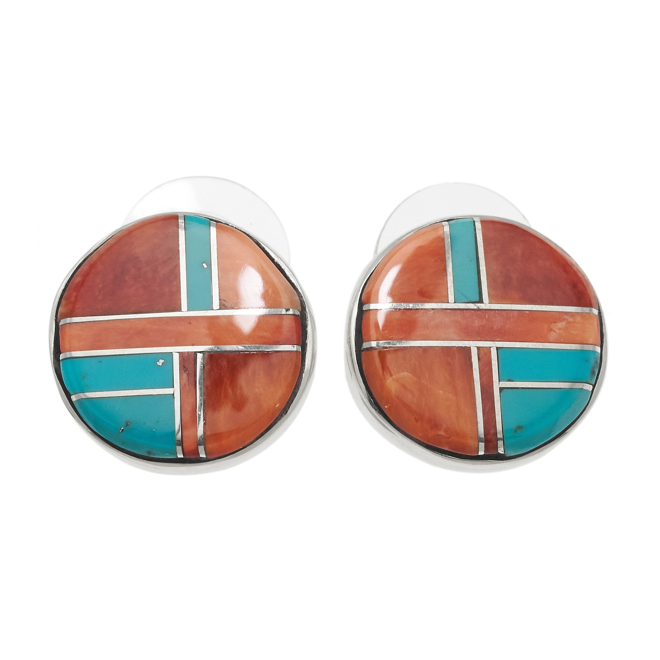 Boucles d'oreilles Pueblo en marqueterie et argent, BO498 - Harpo Paris