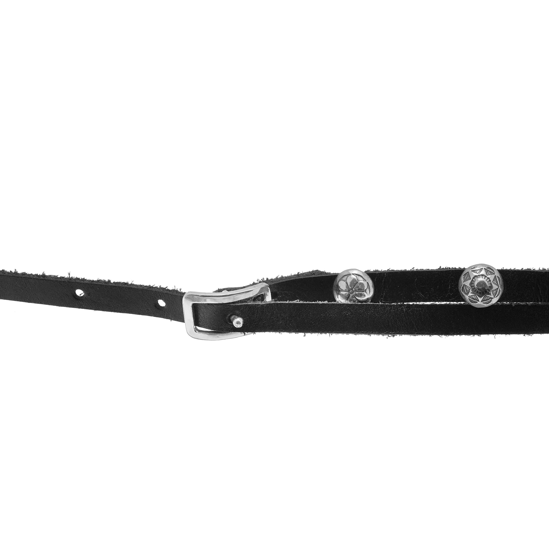 Thin black small concho belt CC24 - Harpo Paris