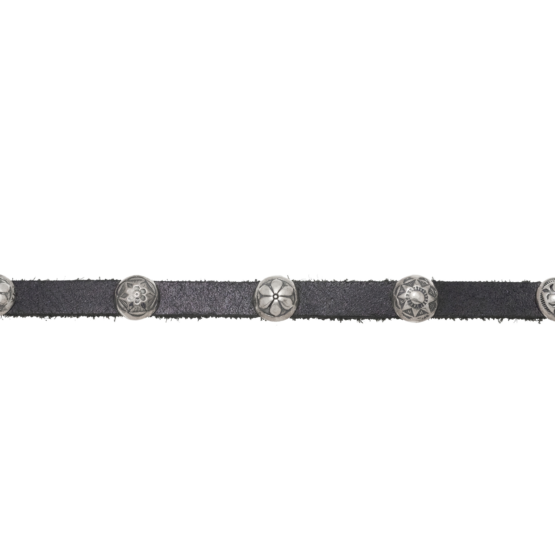 Thin black small concho belt CC24 - Harpo Paris