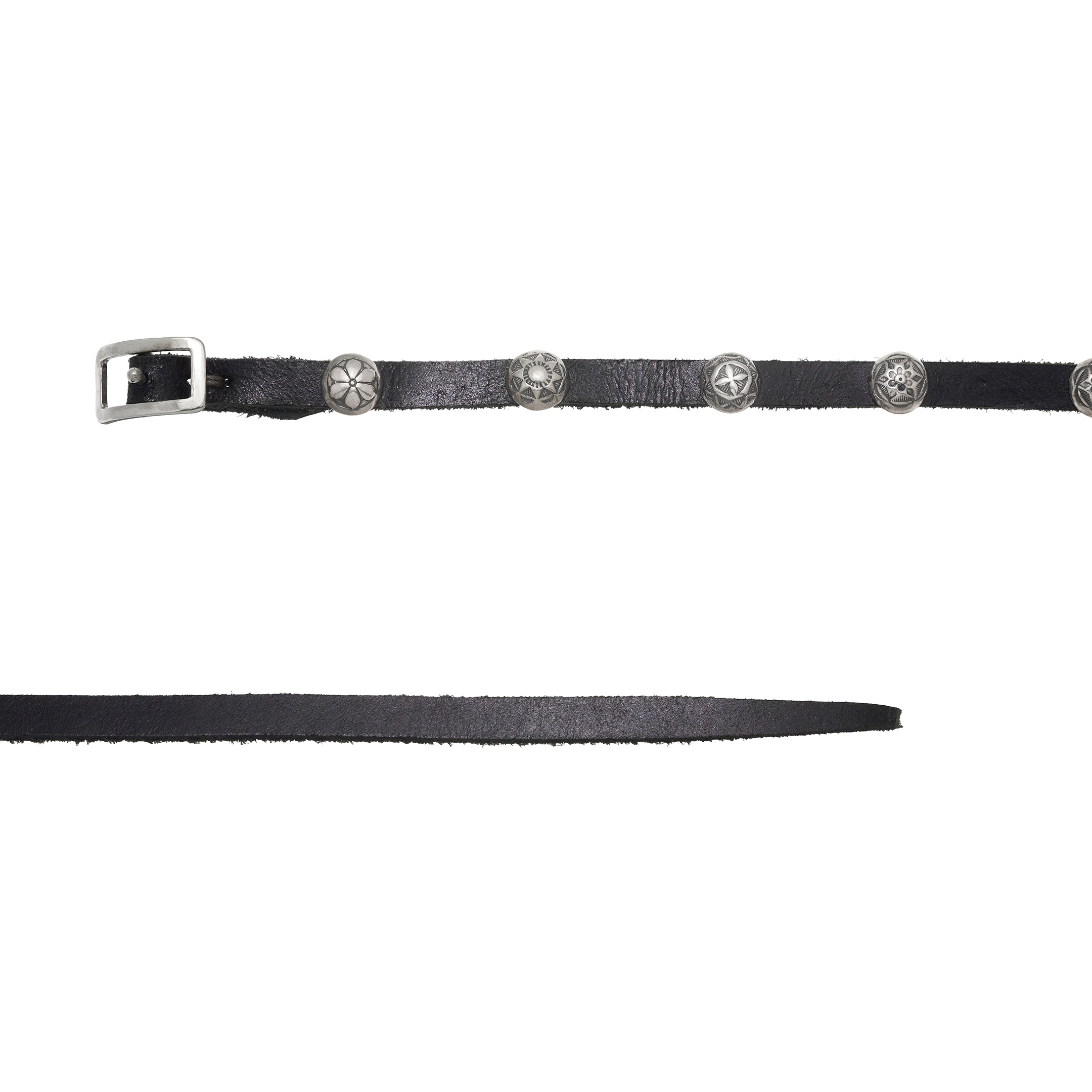 Thin black small concho belt CC24 - Harpo Paris