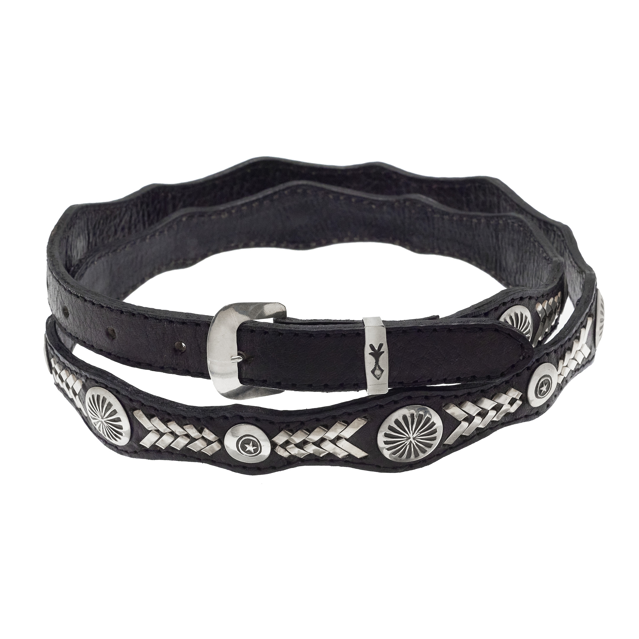 Leather and silver belt CC25 - Harpo Paris