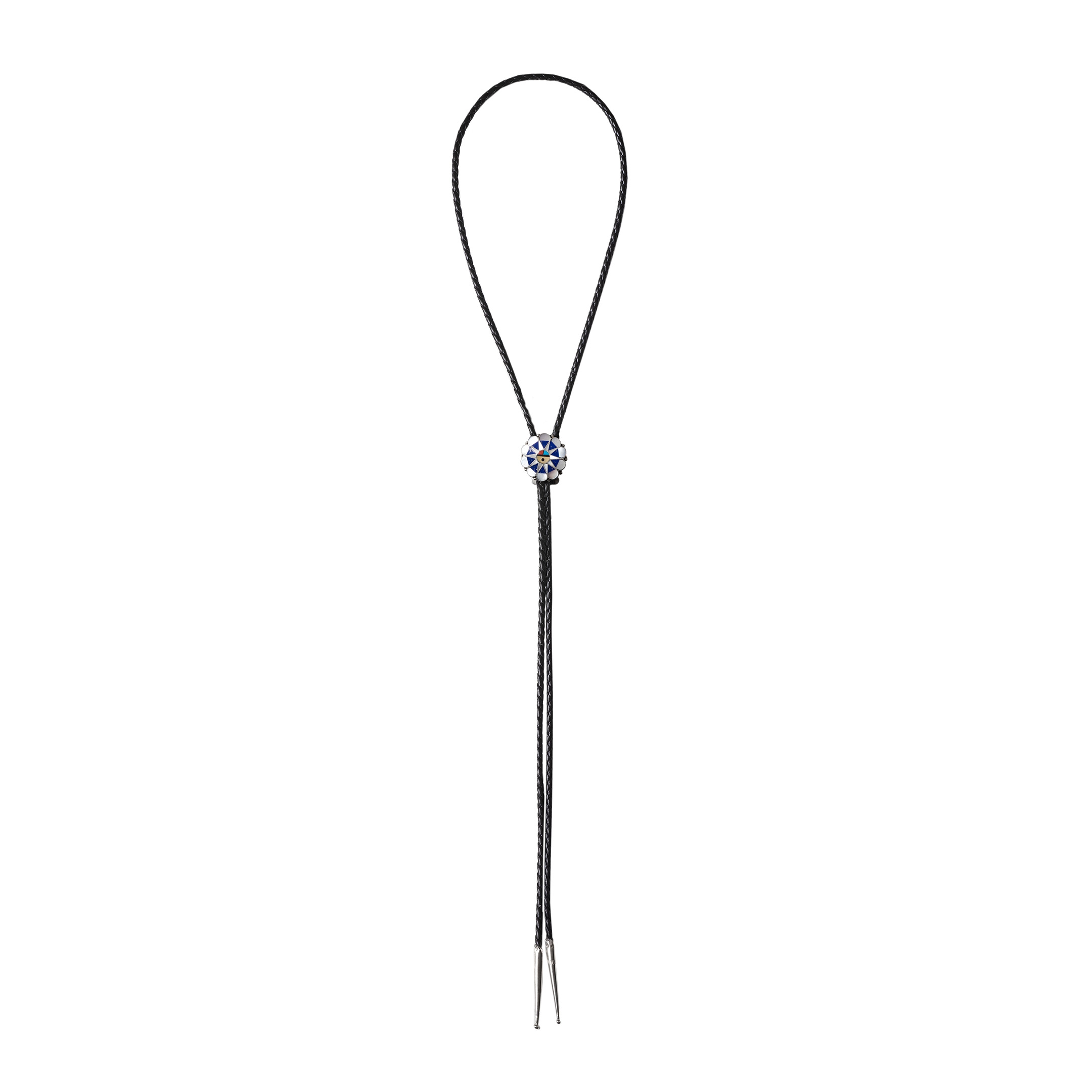 Zuni Sunface inlay and silver Bolo tie BT84 - Harpo Paris