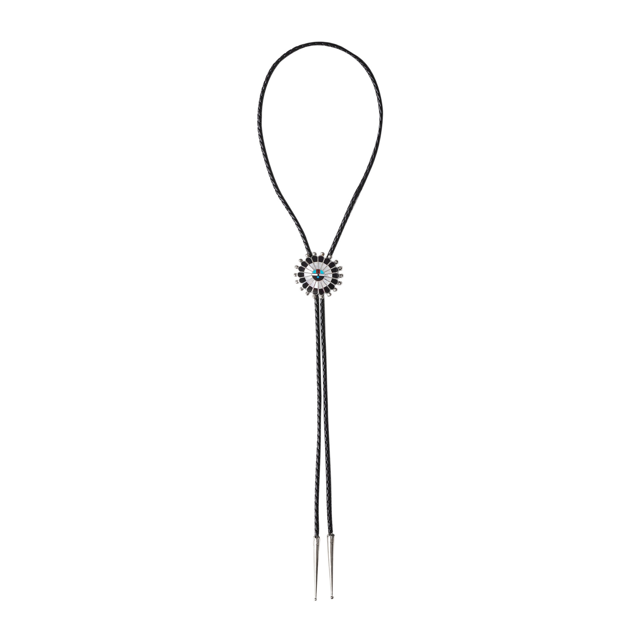 Zuni Sunface inlay and silver Bolo tie BT85 - Harpo Paris