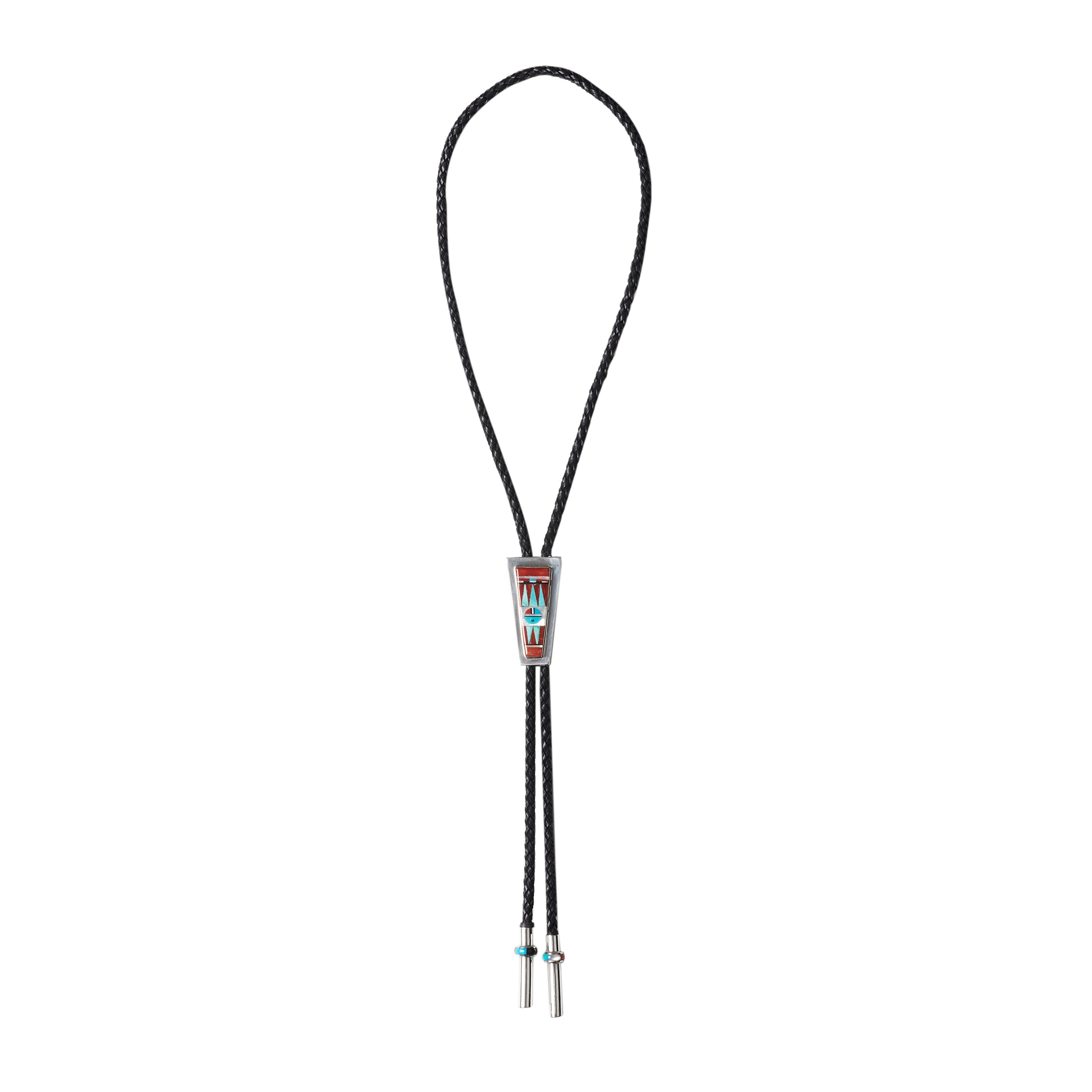 Zuni Sunface inlay and silver Bolo tie BT86 - Harpo Paris