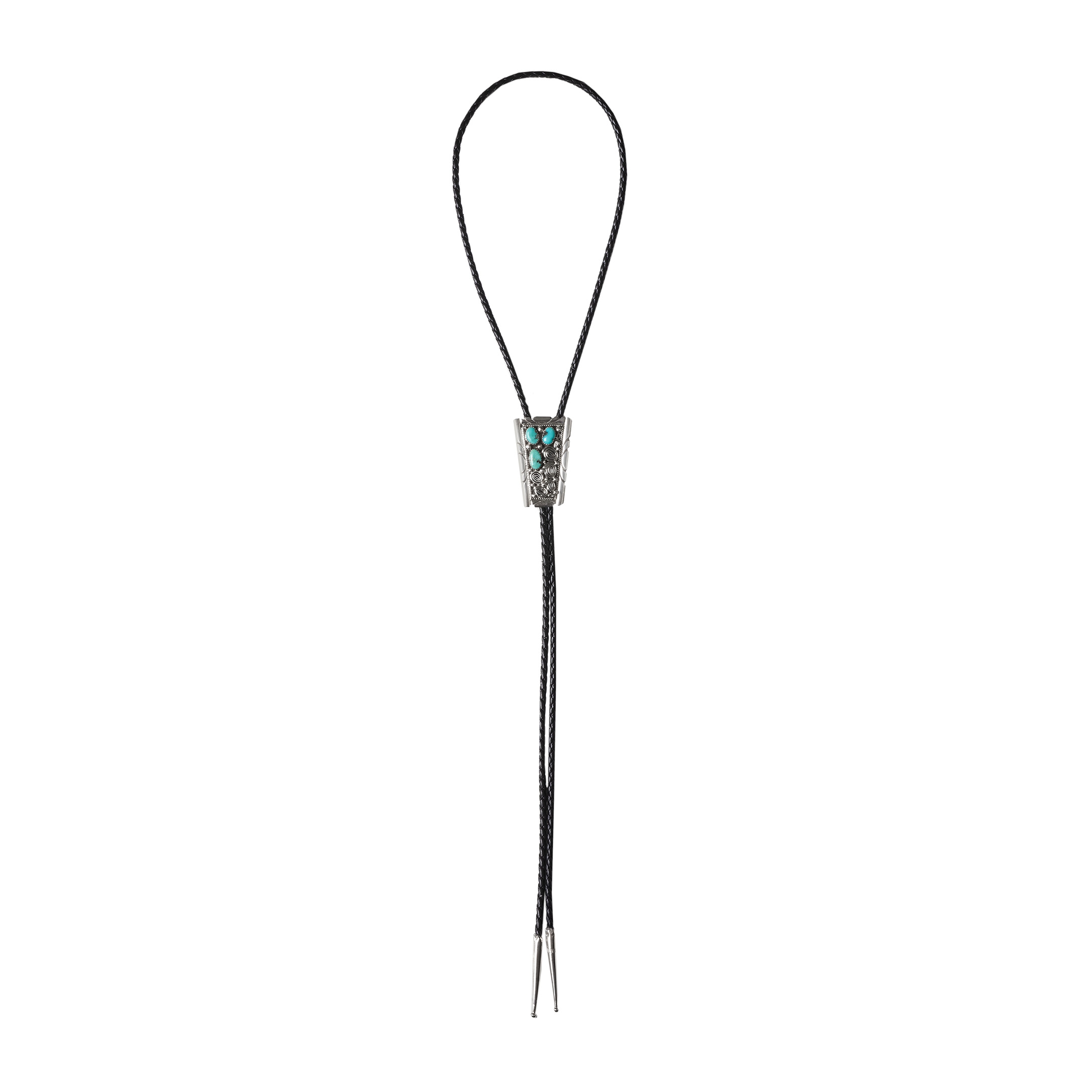 Turquoise and silver bolo tie BT87 - Harpo Paris