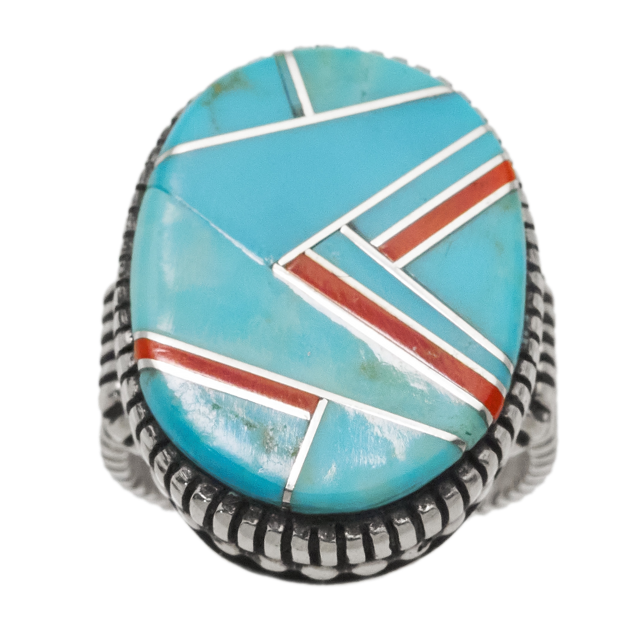 Navajo ring in inlaid and silver BA1769 - Harpo Paris