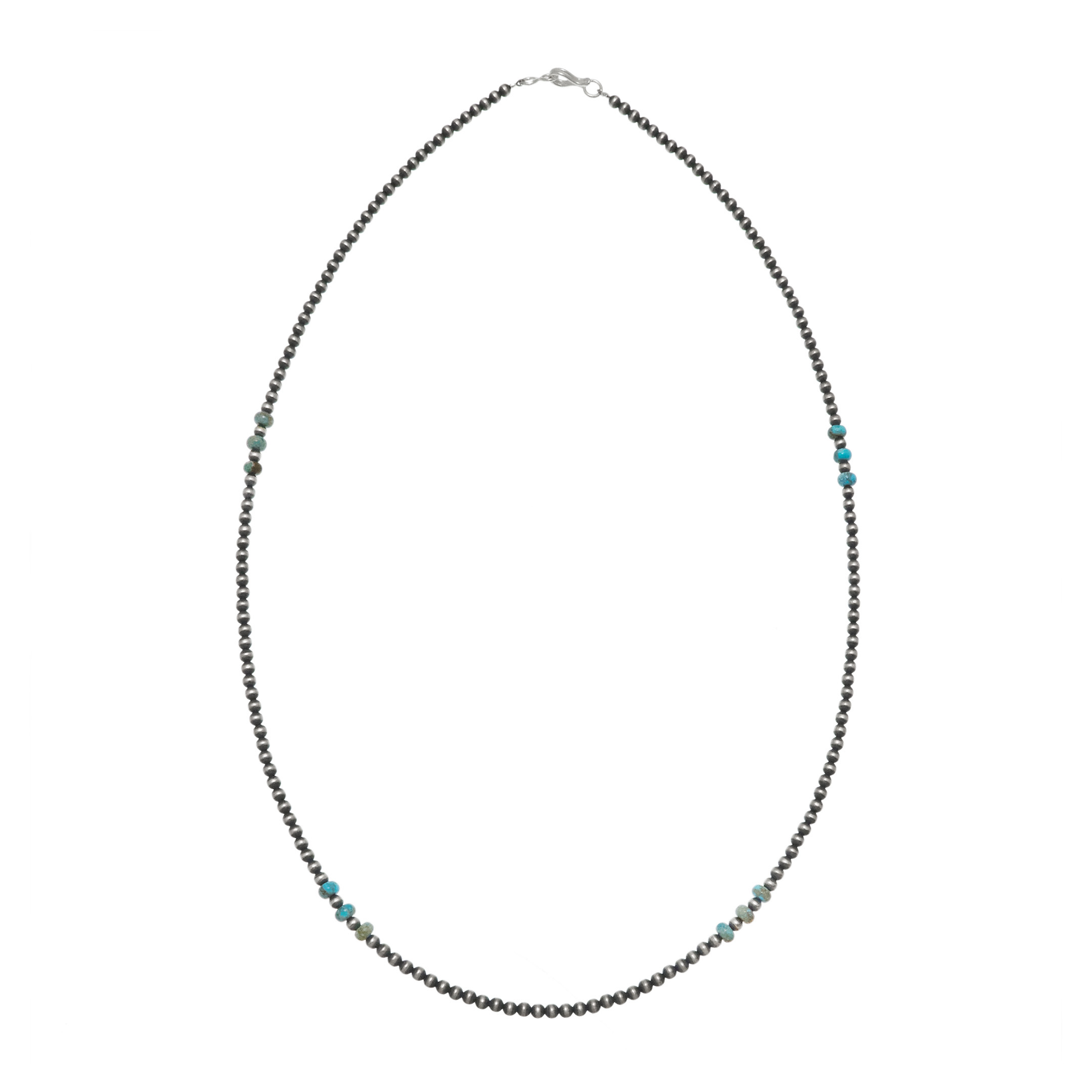 Collier Navajo en perles argent et turquoise CO272 - Harpo Paris