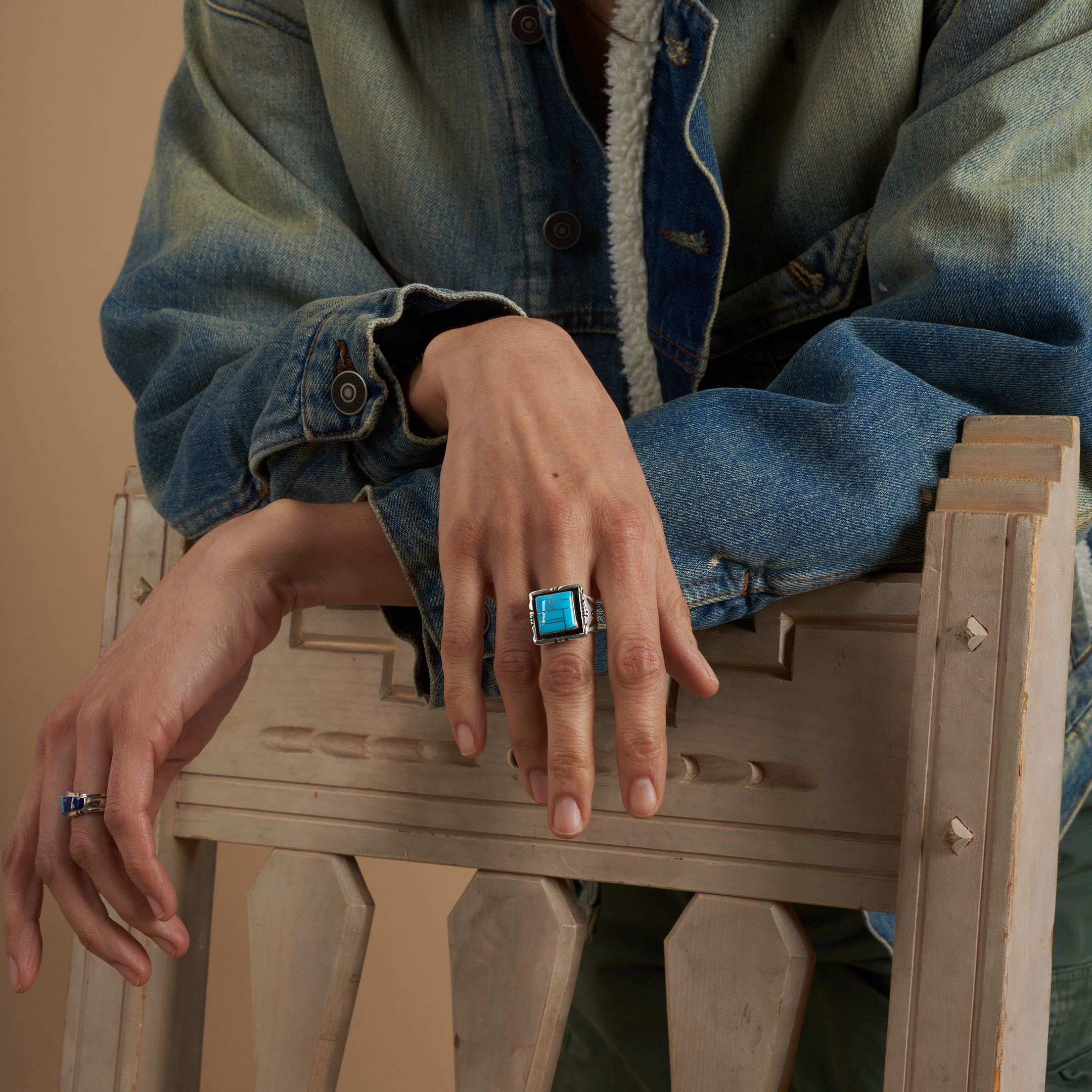 Turquoise channel inlay ring BA1641 - Harpo Paris