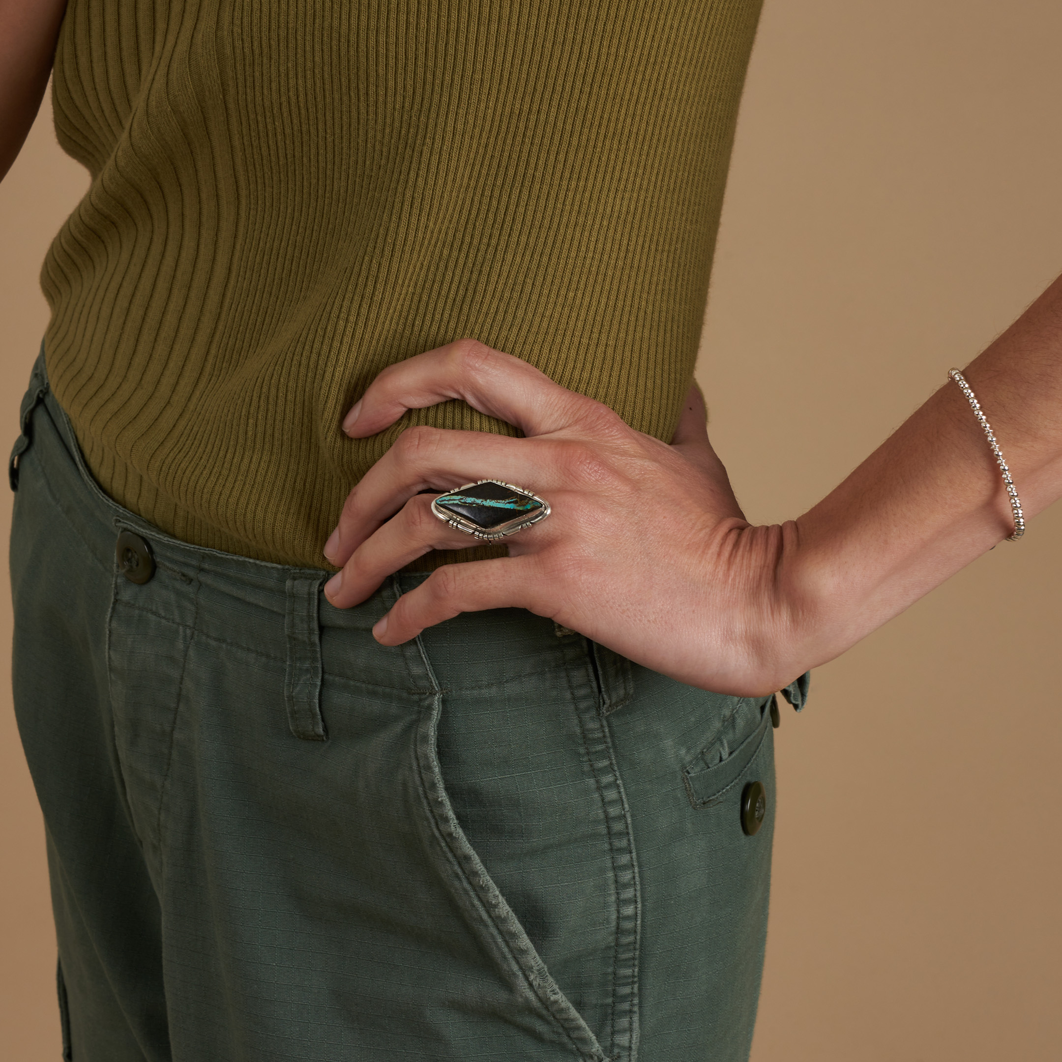 Turquoise and silver ring BA1691 - Harpo Paris