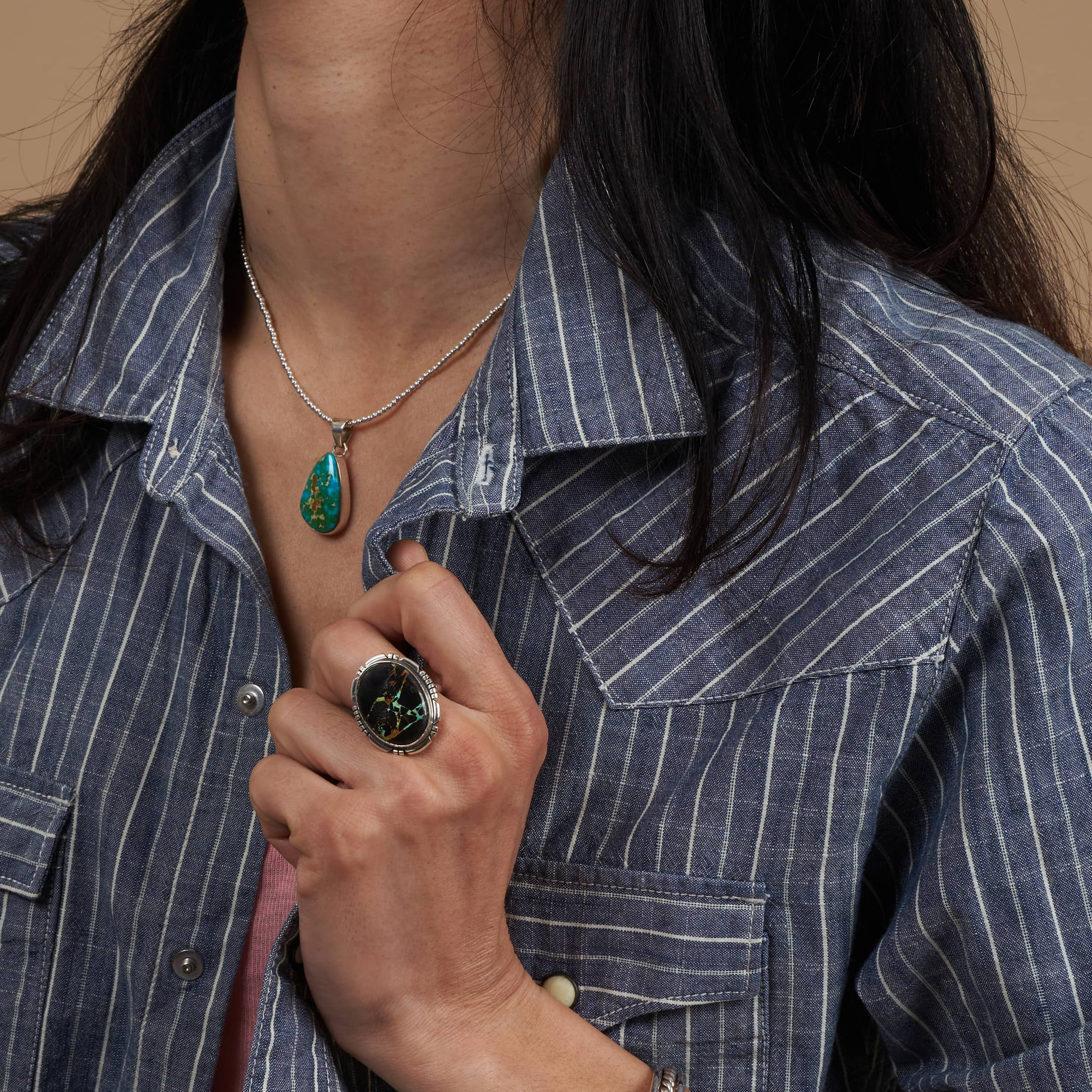Turquoise and silver ring BA1692 - Harpo Paris