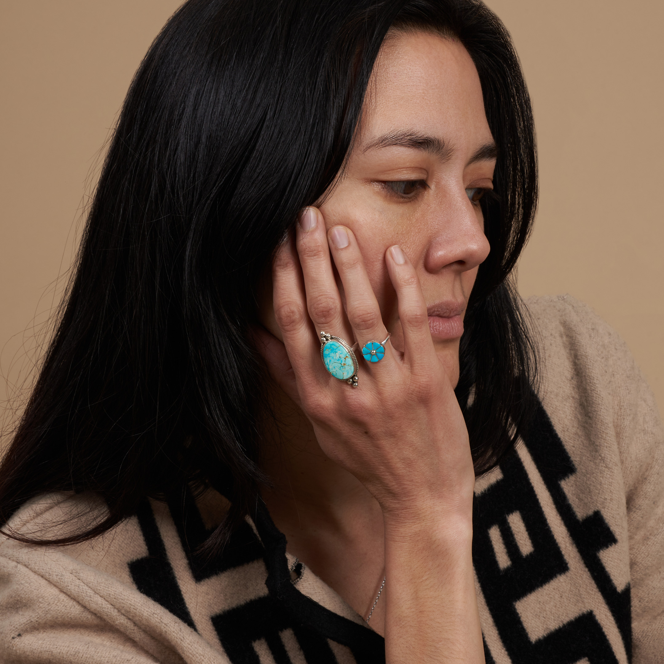 Navajo thin ring, turquoise and silver, BA1740 - Harpo Paris
