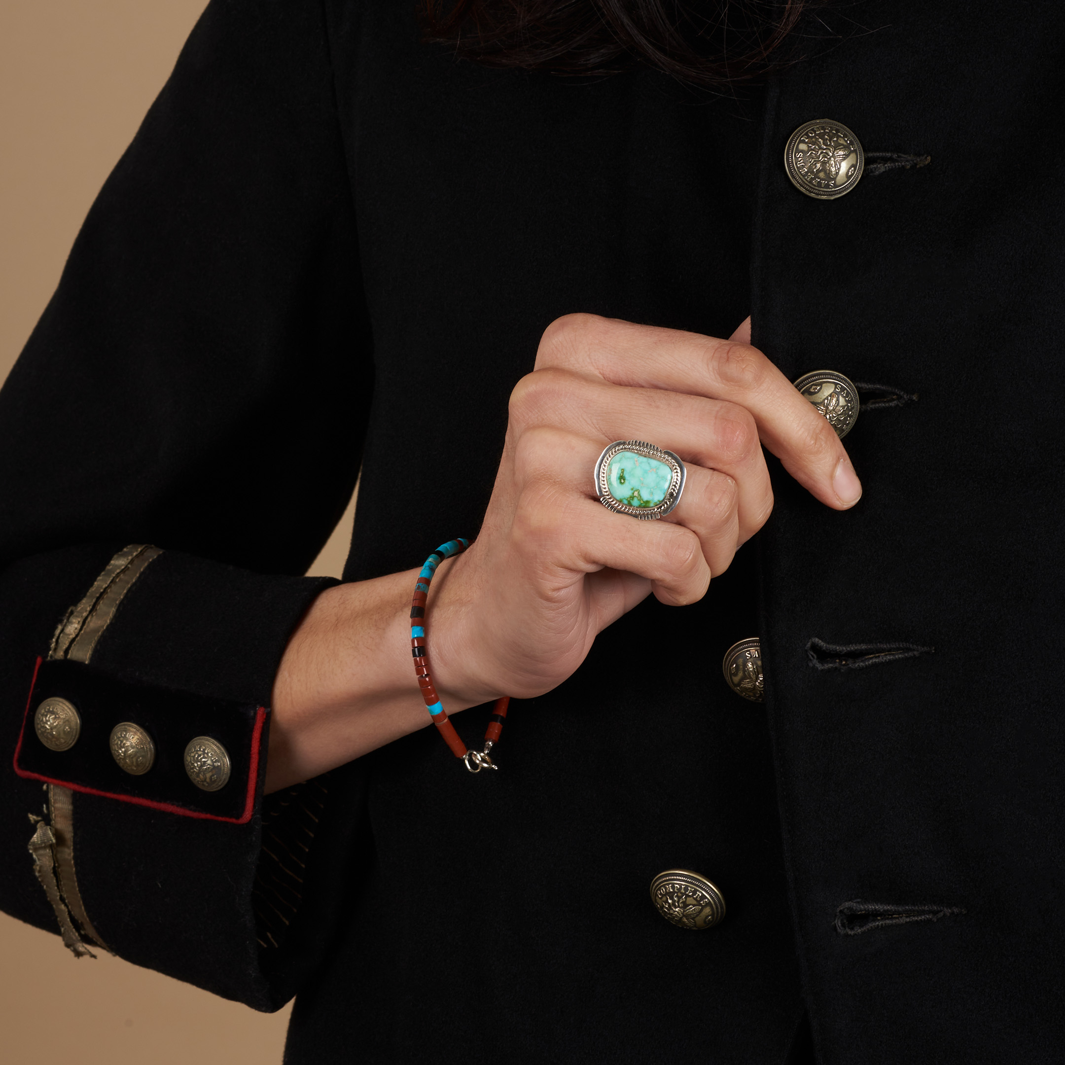Bracelet Pueblo BRP03 pour femme en pipestone et turquoise - Harpo Paris