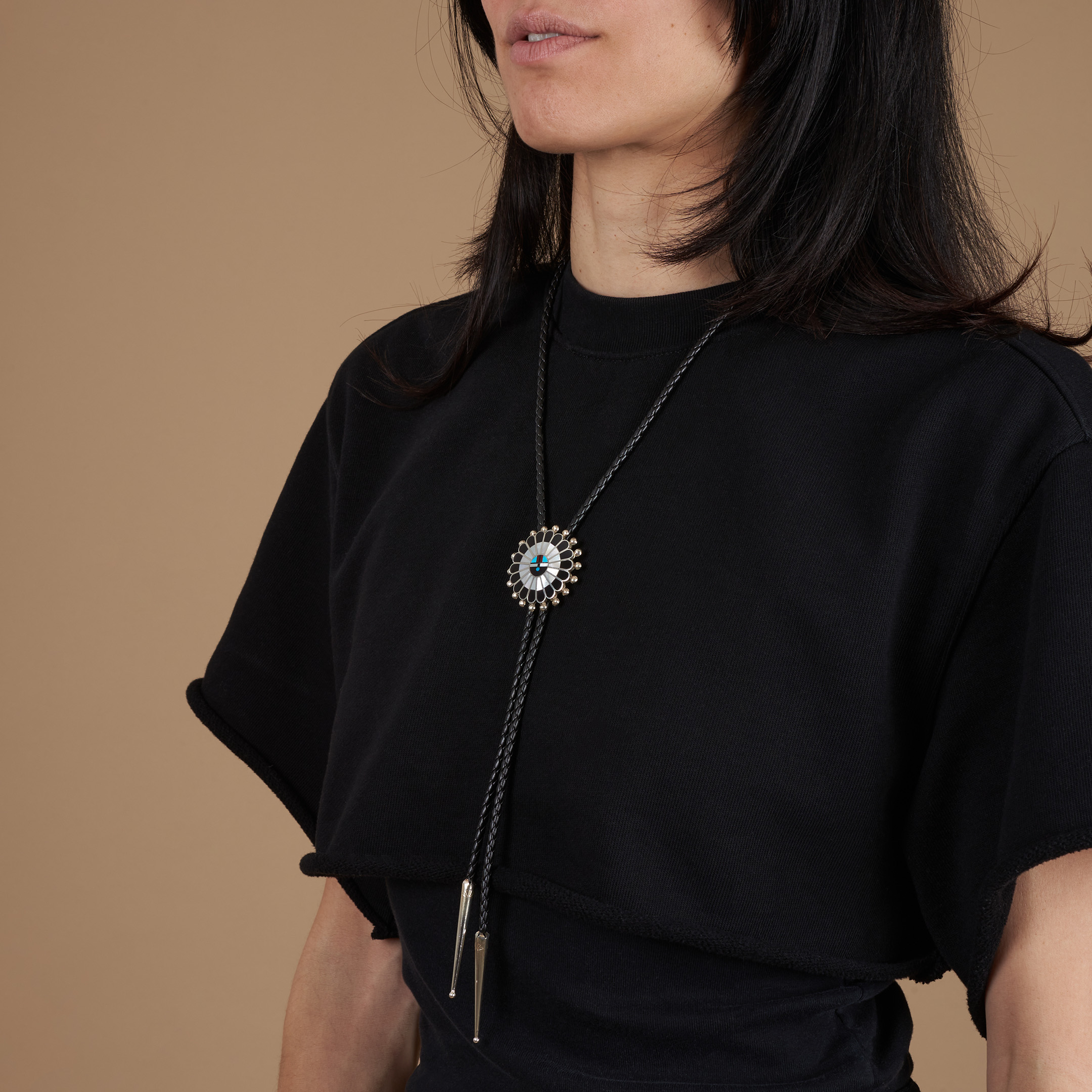 Bolo tie Sunface marqueterie BT85 - Harpo Paris