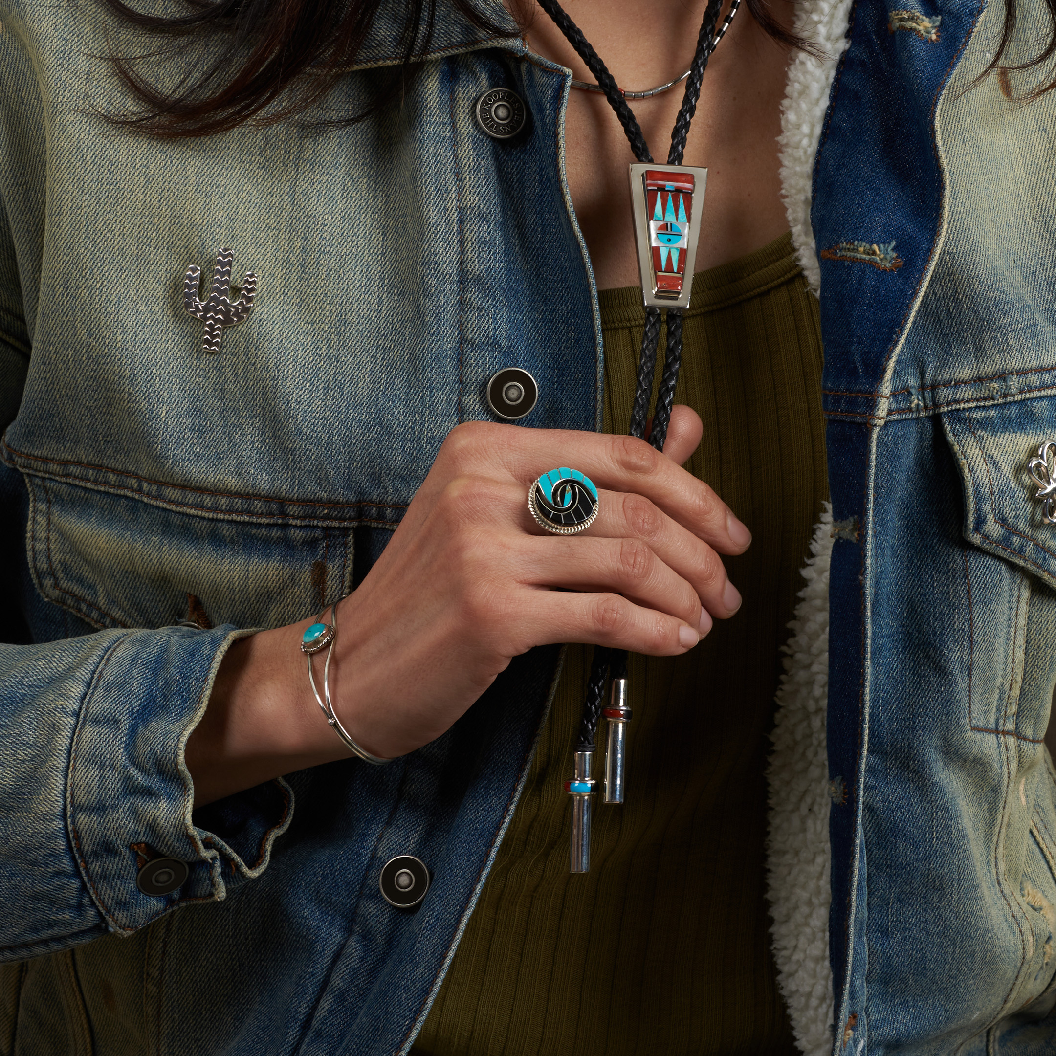 Bolo tie Sunface marqueterie BT86 - Harpo Paris