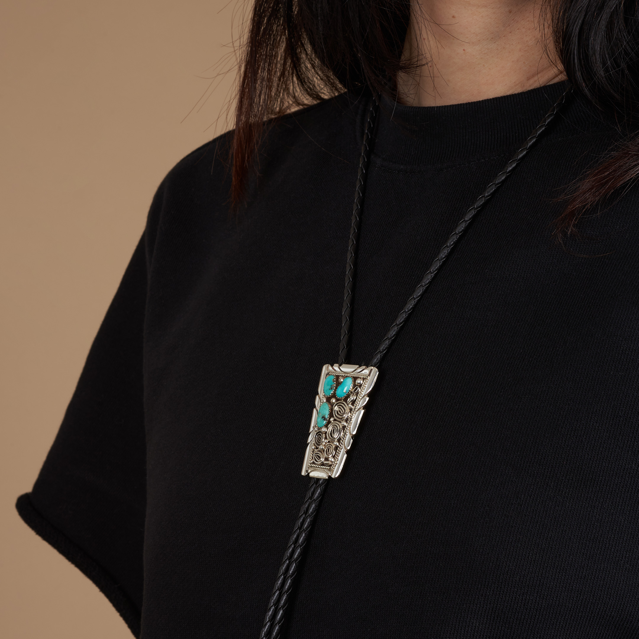 Bolo tie turquoise et argent BT87 - Harpo Paris