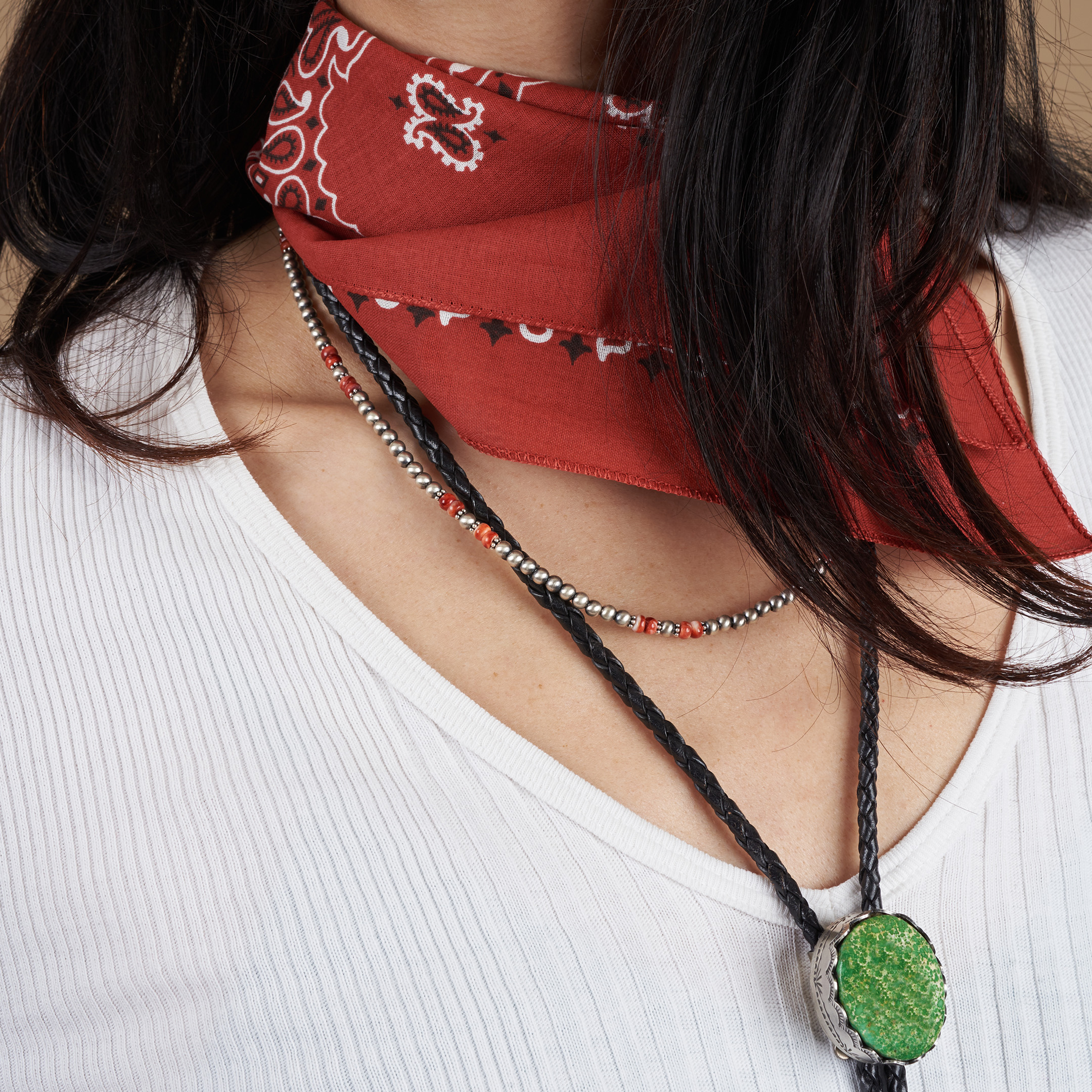 Turquoise and silver bolo ties BT88 - Harpo Paris