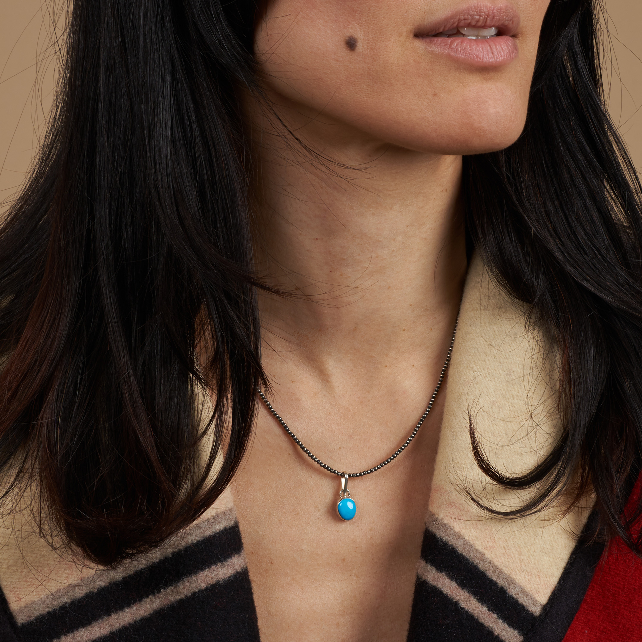 Petit pendentif Navajo en turquoise et argent PE614  - Harpo Paris
