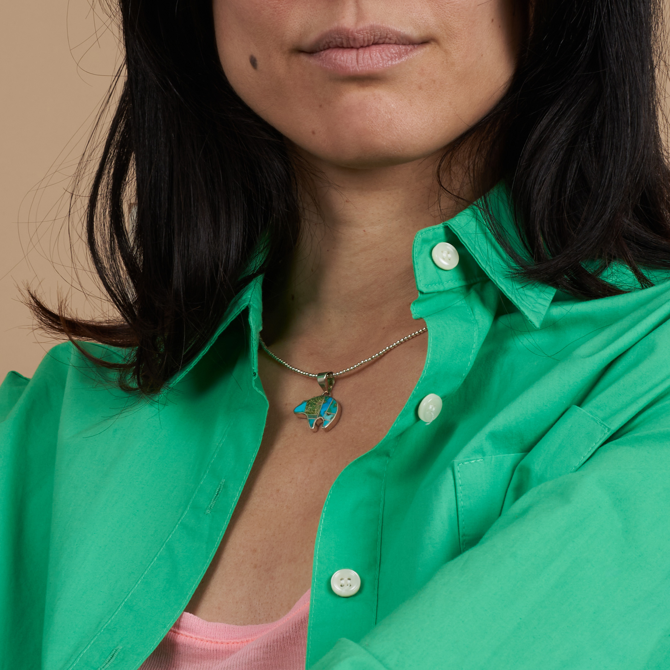 Navajo pendant in turquoise and silver PE625 - Harpo Paris