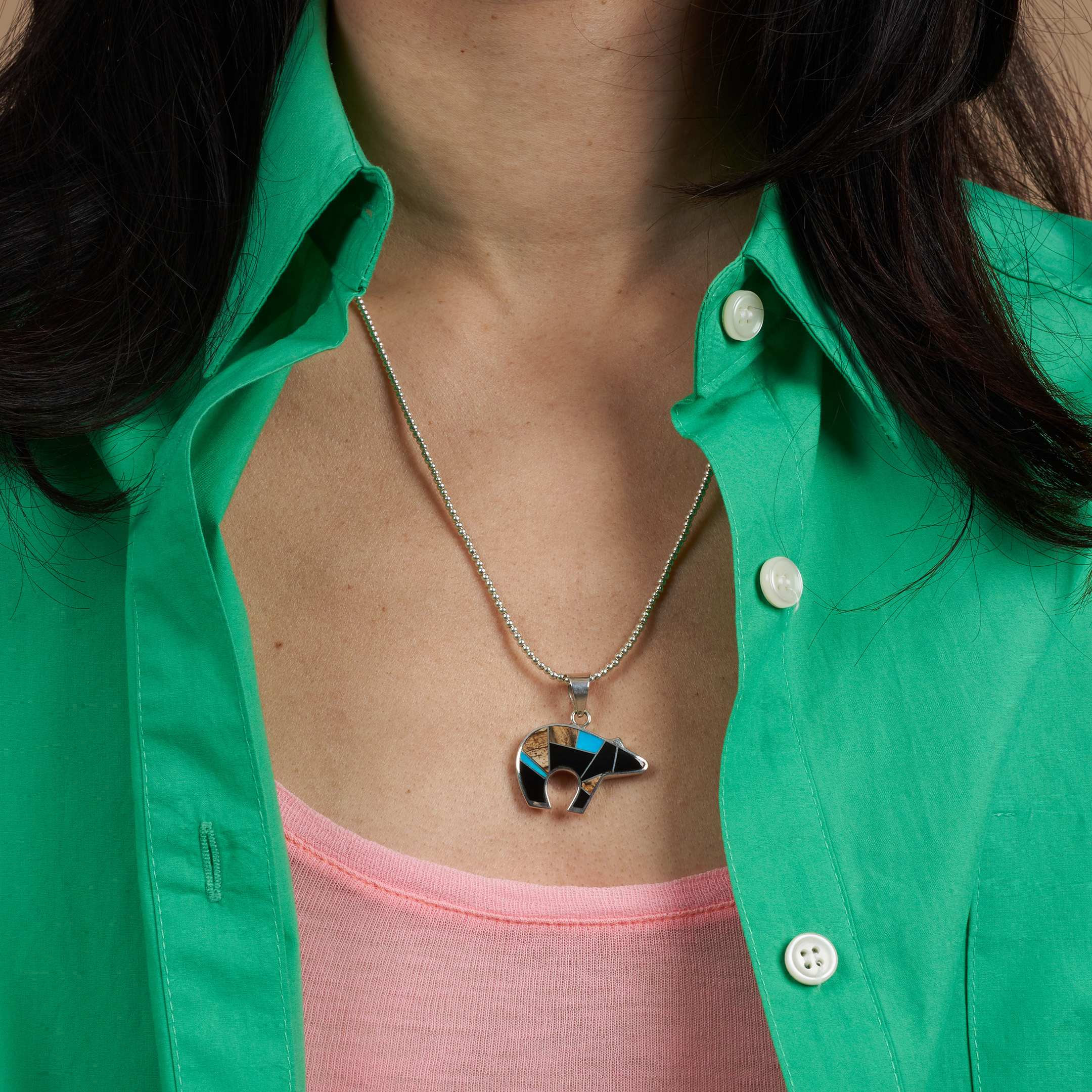 Multi-stones and silver Pendant PE625 - Harpo Paris