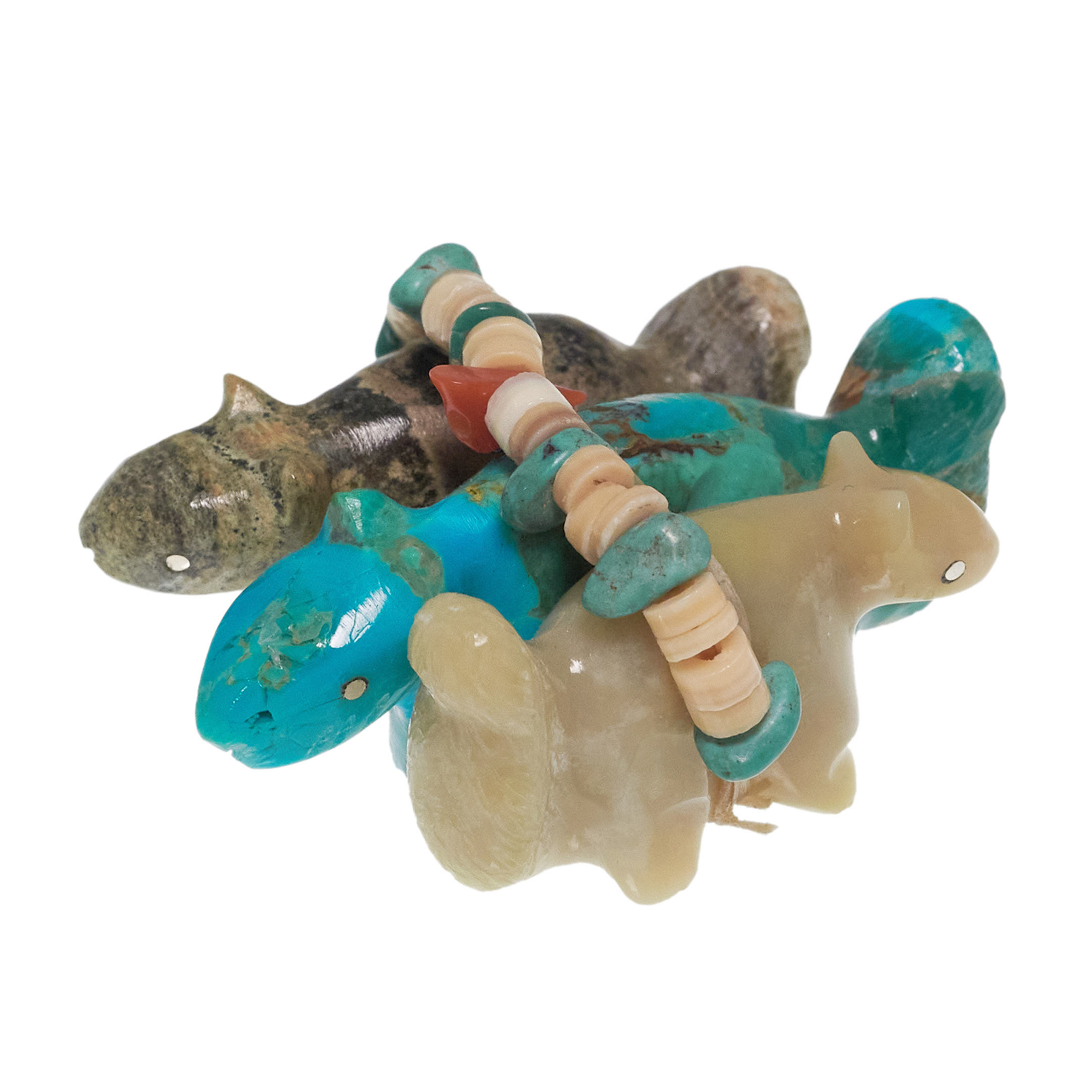 Zuni squirrels fetish hand-carved in turquoise FE274 - Harpo Paris